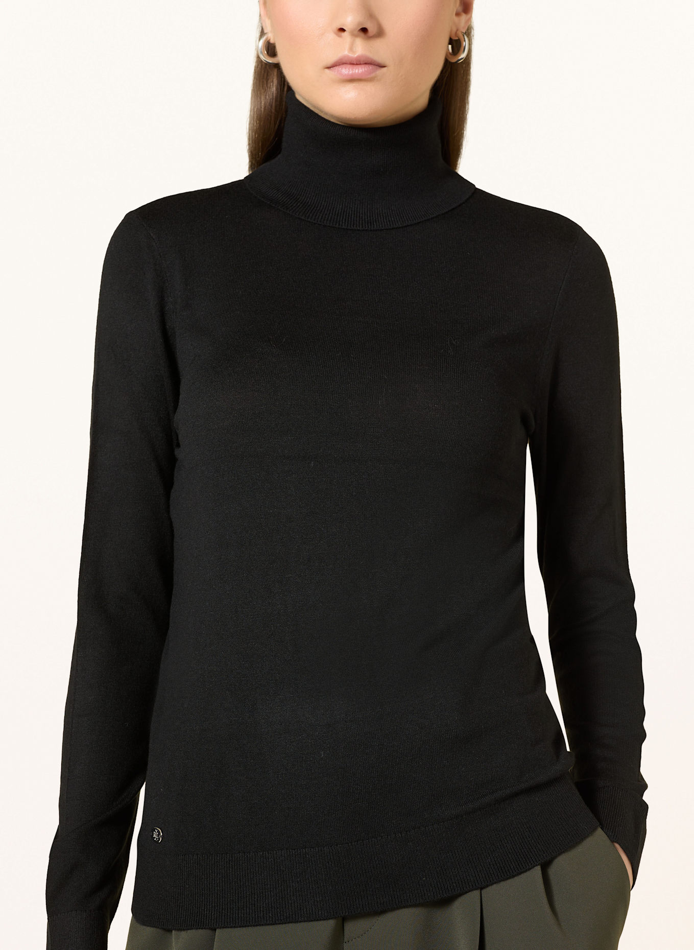 LAUREN RALPH LAUREN Turtleneck sweater with silk: BLACK
