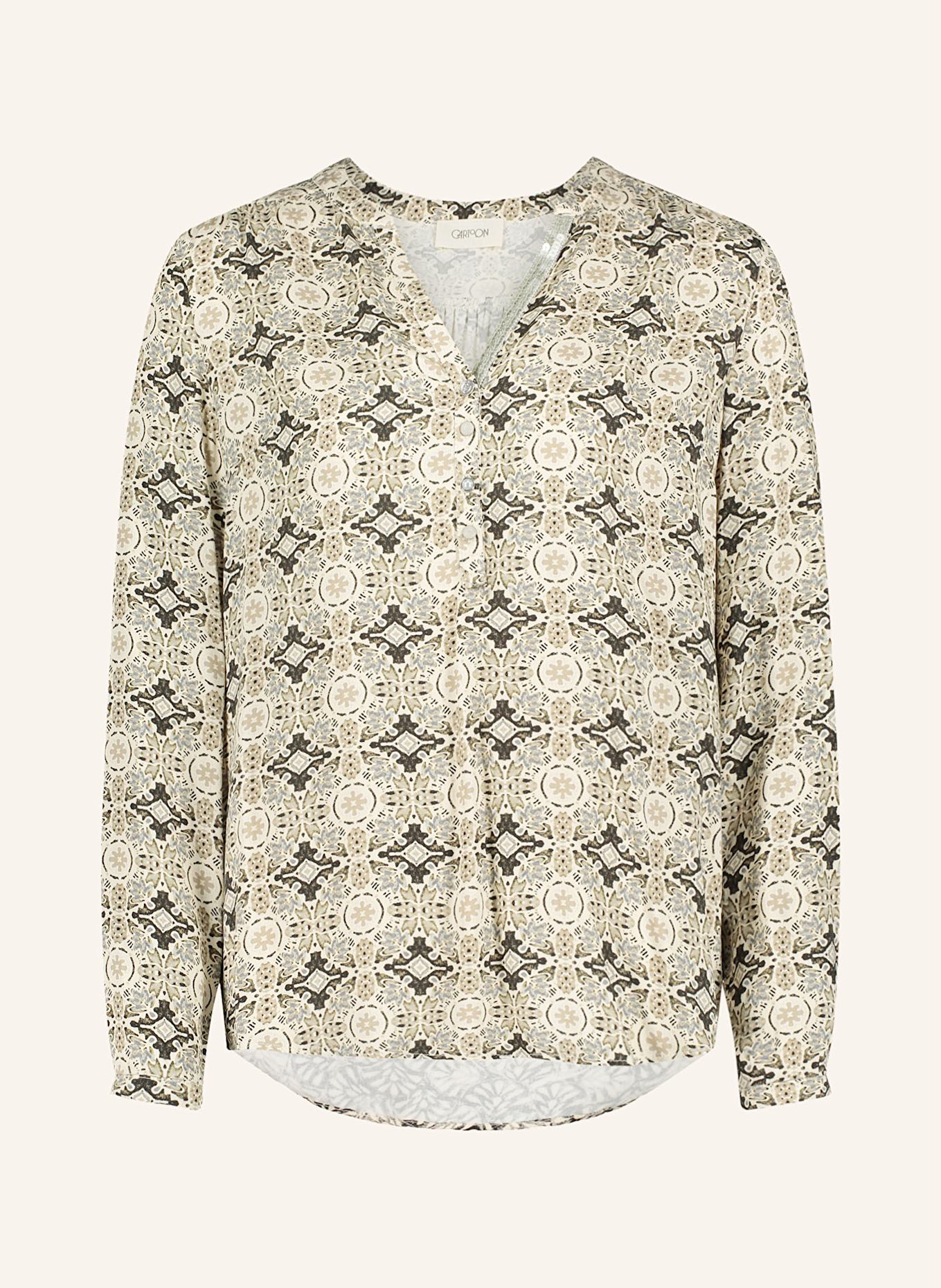 CARTOON Blusenshirt mit Pailletten: CREME / GRÜN / BLAUGRAU