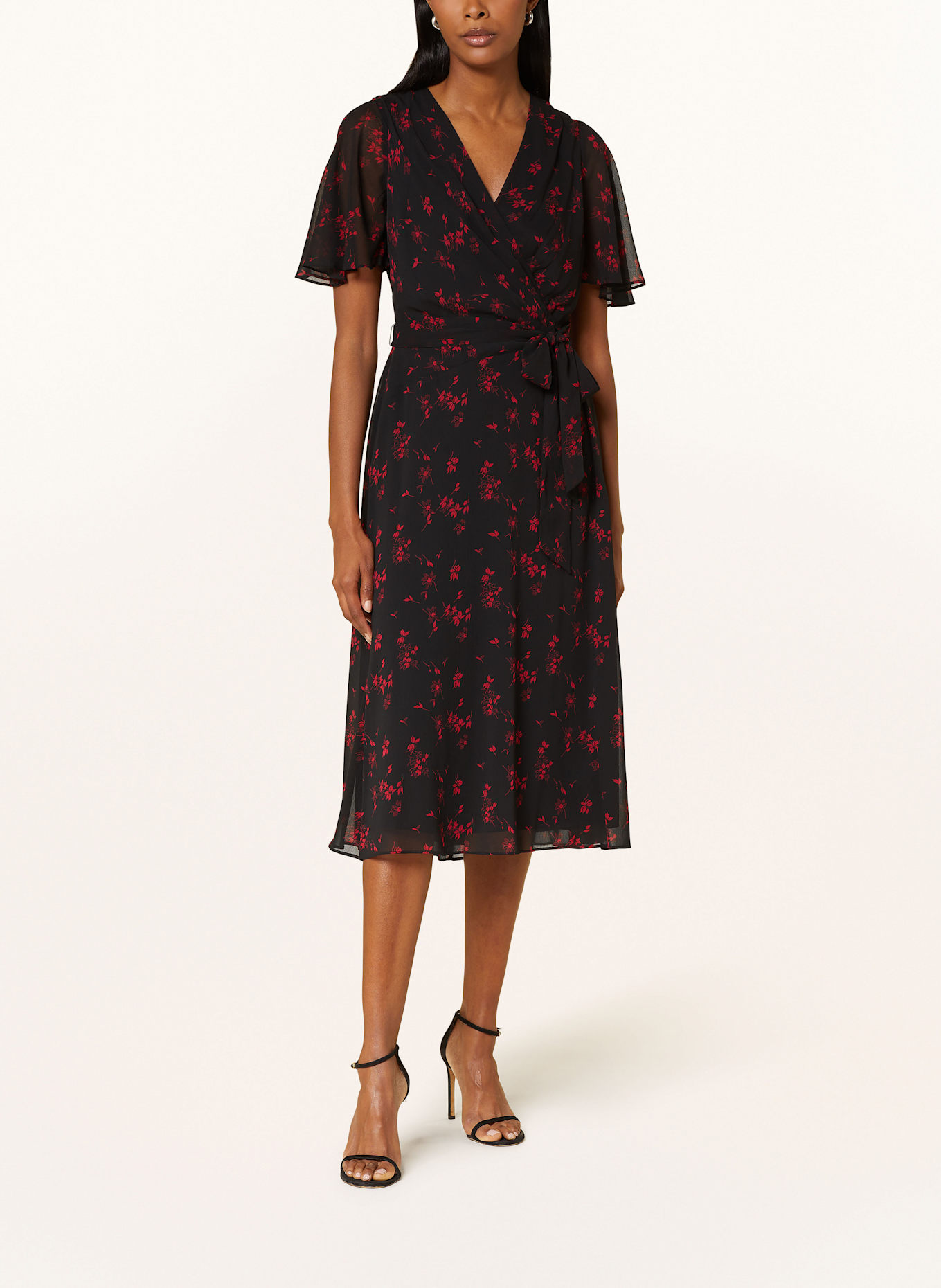 LAUREN RALPH LAUREN Dress in wrap look in black red