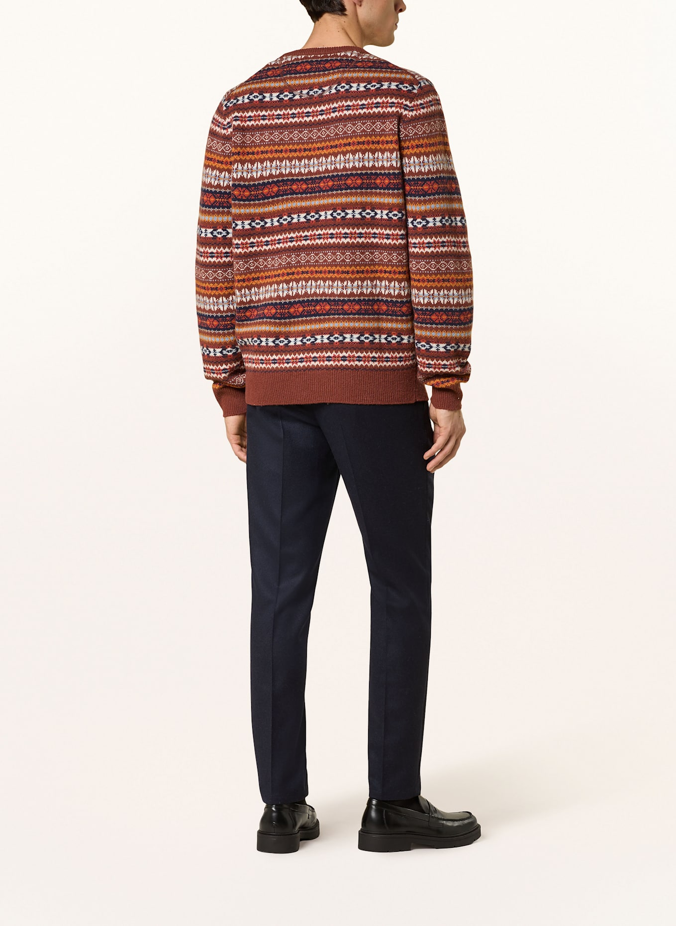 FYNCH-HATTON Pullover: BRAUN/ ORANGE/ HELLBLAU