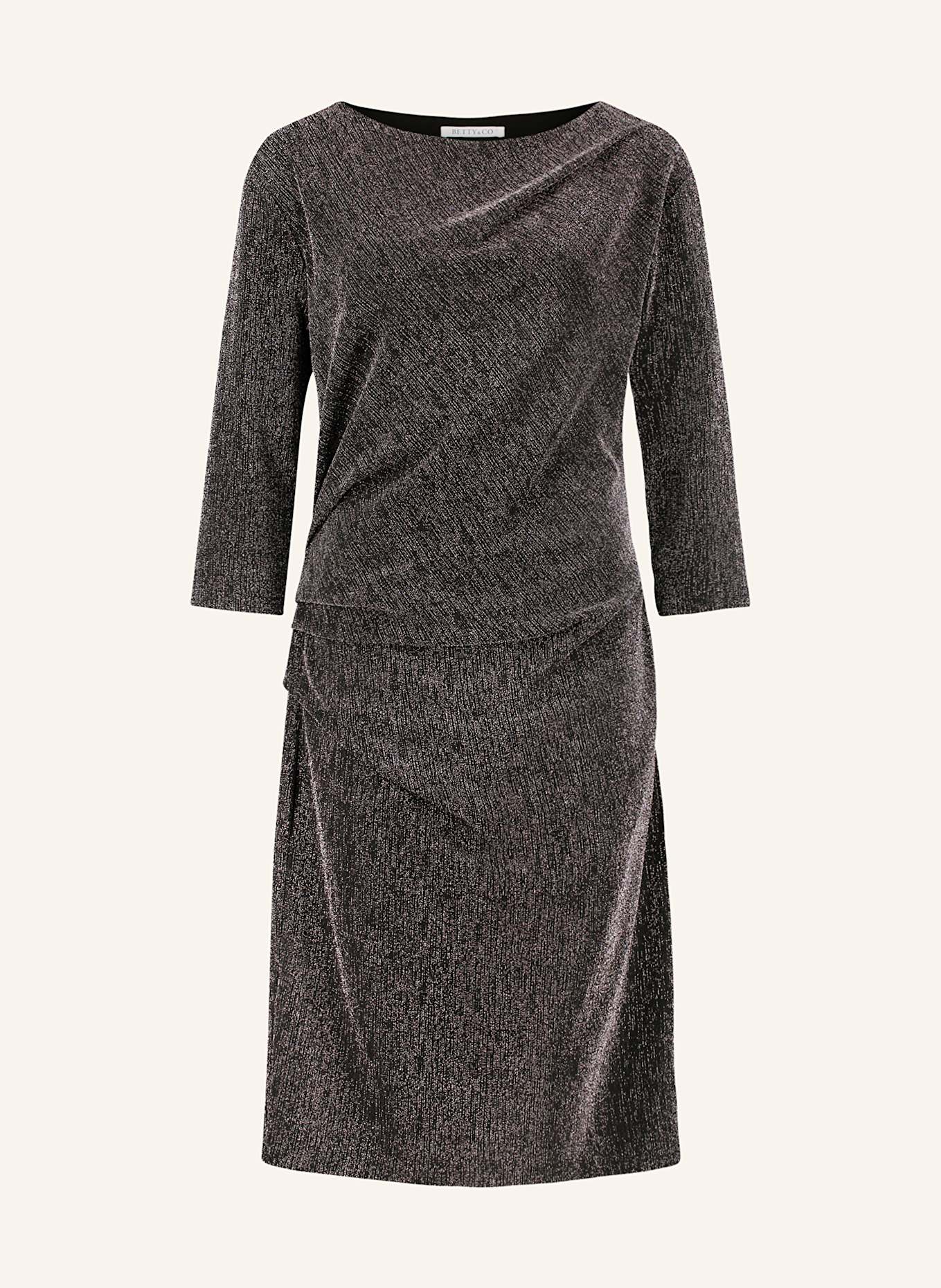 BETTY&CO Kleid mit Glitzergarn und 3/4-Arm: SCHWARZ / HELLLILA / SILBER