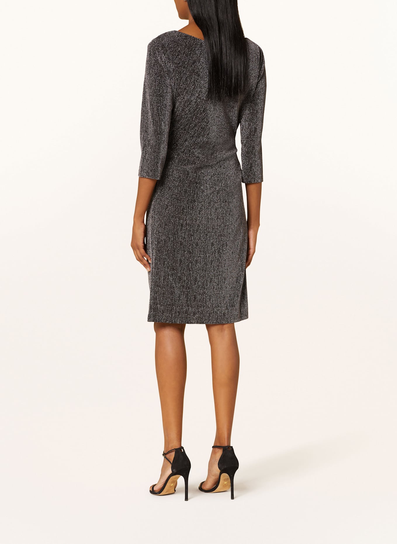 BETTY&CO Kleid mit Glitzergarn und 3/4-Arm: SCHWARZ / HELLLILA / SILBER