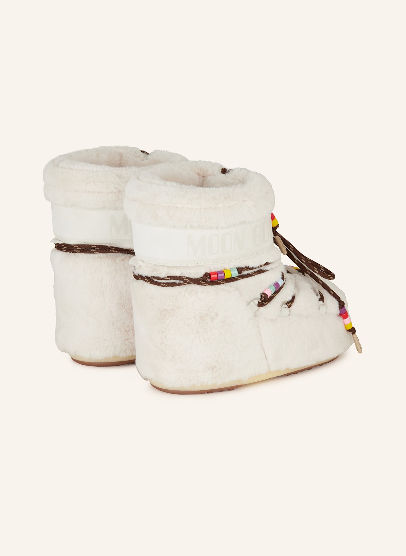 MOON BOOT MOON BOOT ICON LOW FAUX FUR BEADS: CREME