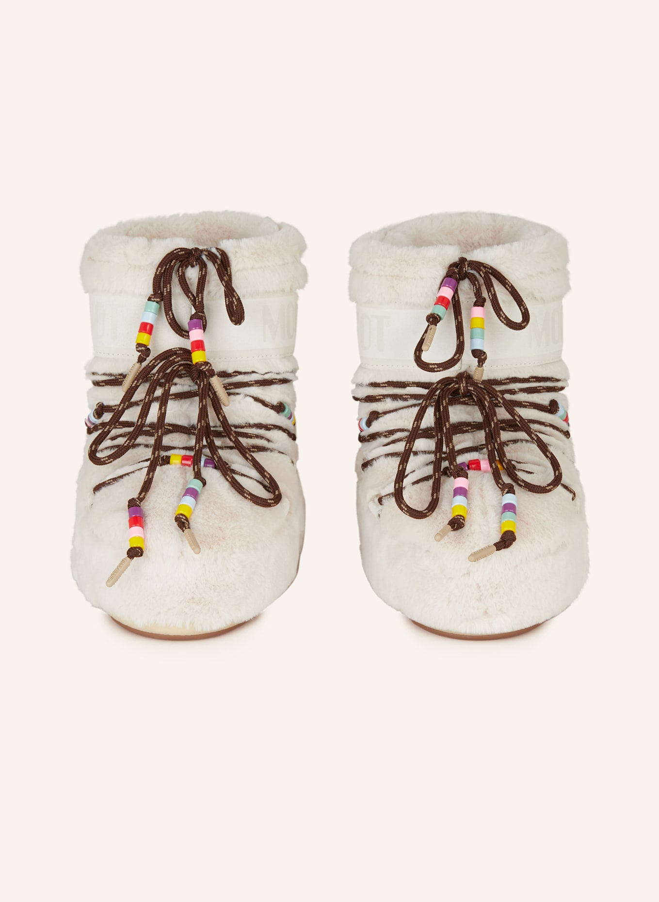 MOON BOOT MOON BOOT ICON LOW FAUX FUR BEADS: CREME
