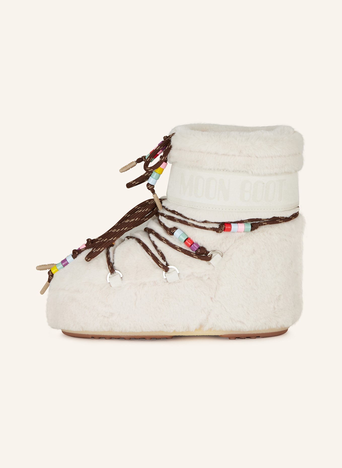 MOON BOOT MOON BOOT ICON LOW FAUX FUR BEADS: CREME