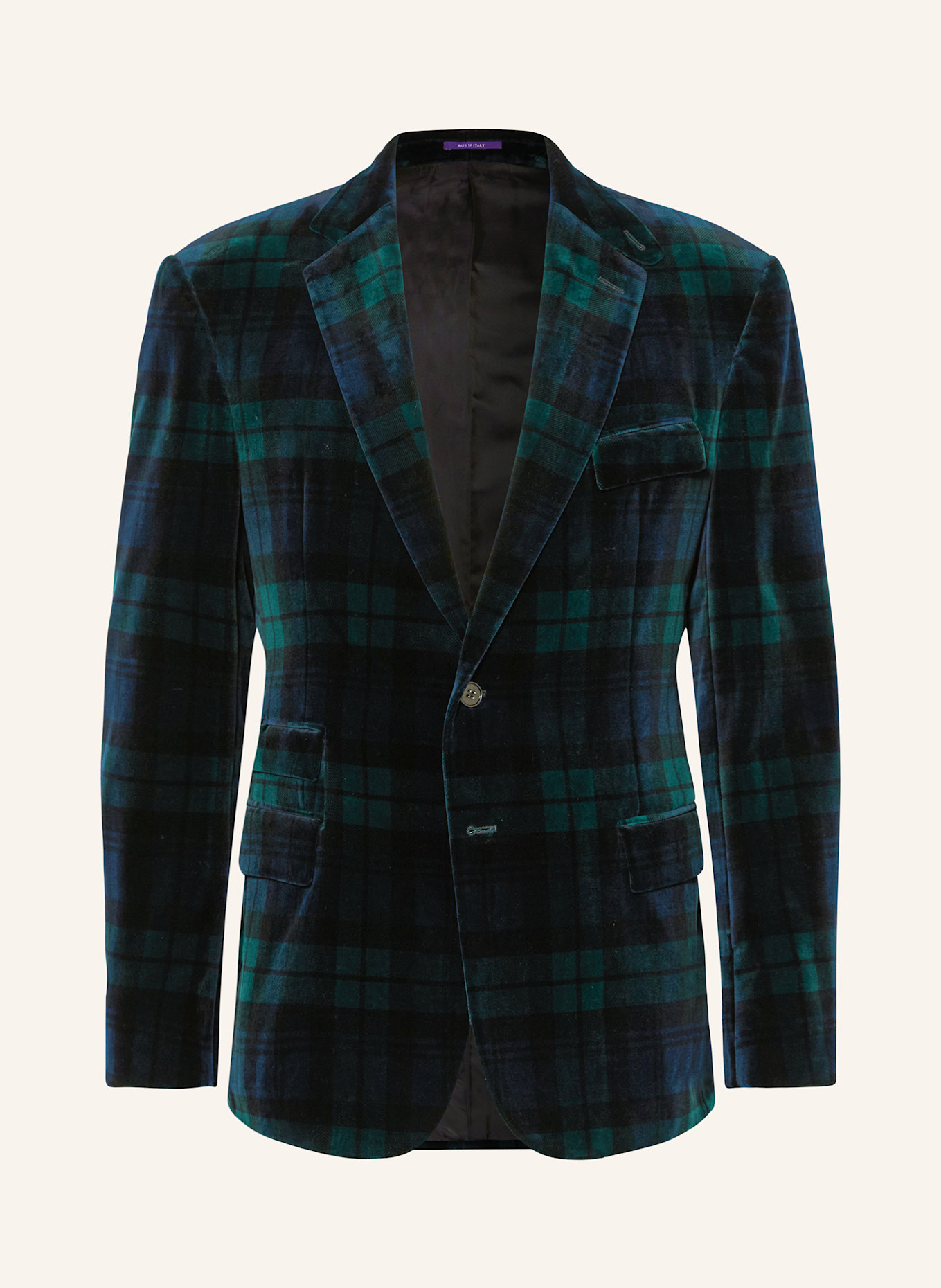 RALPH LAUREN PURPLE LABEL Velvet tailored jacket regular fit in black green
