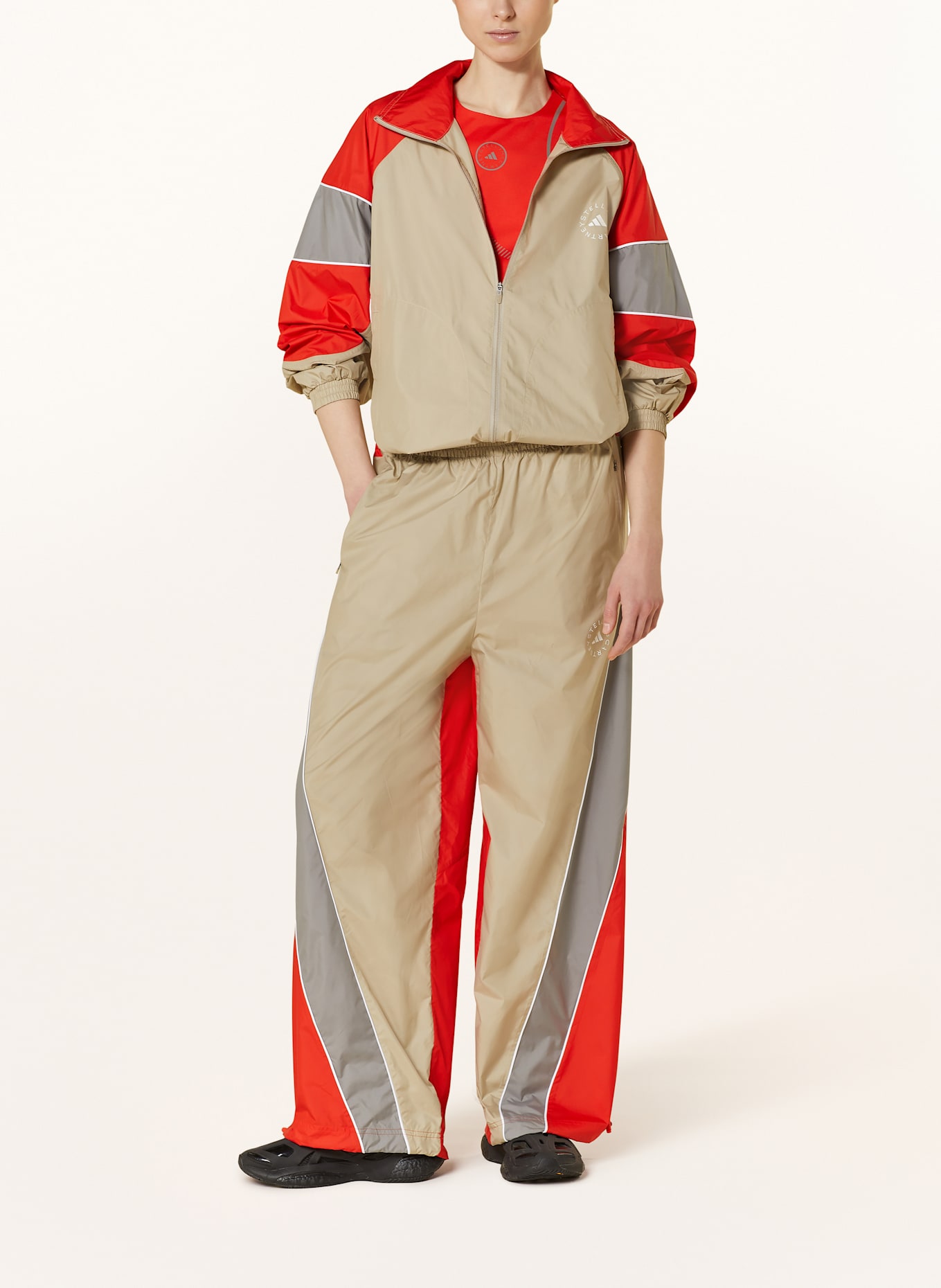 adidas by Stella McCartney Kurtka treningowa ADIDAS STELLA MCCARTNEY: BEŻOWY/ SZARY/ CZERWONY