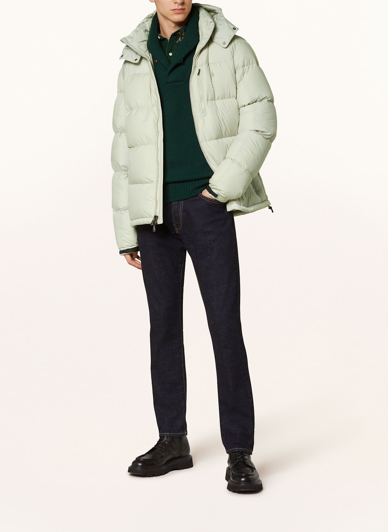 POLO RALPH LAUREN Daunenjacke mit abnehmbarer Kapuze: CREME
