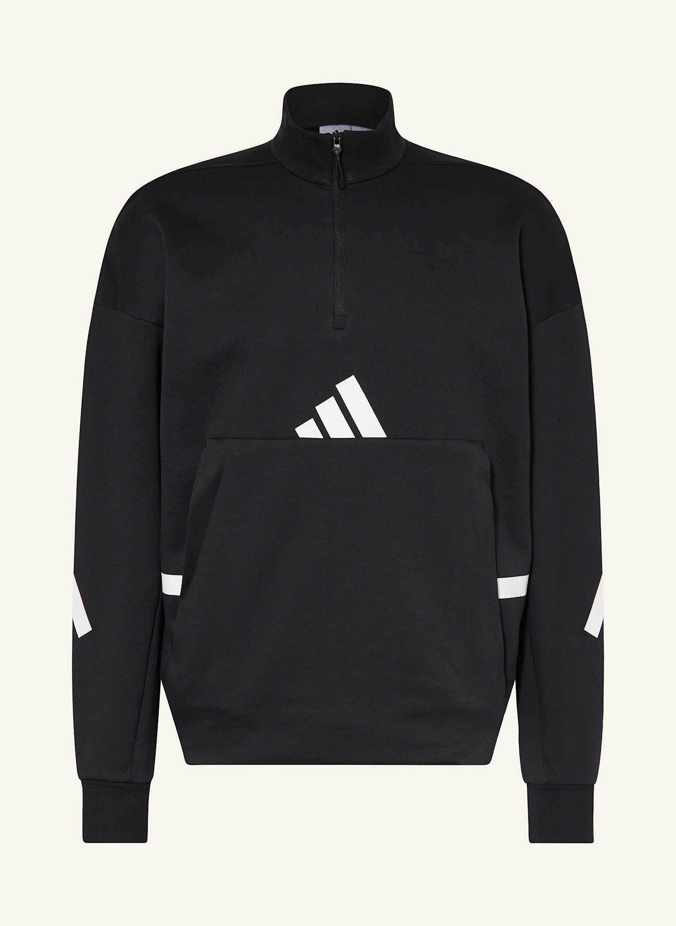 adidas Half-zip sweater: BLACK/ WHITE