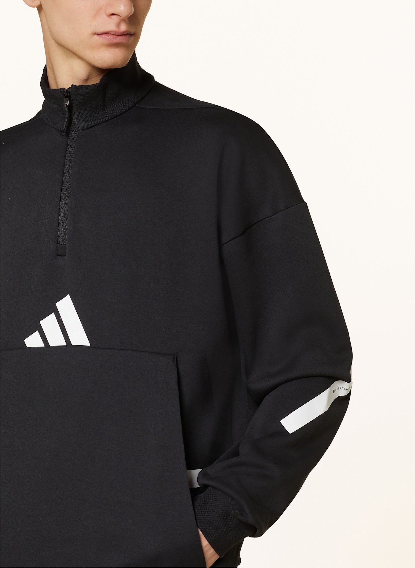 adidas Half-zip sweater: BLACK/ WHITE