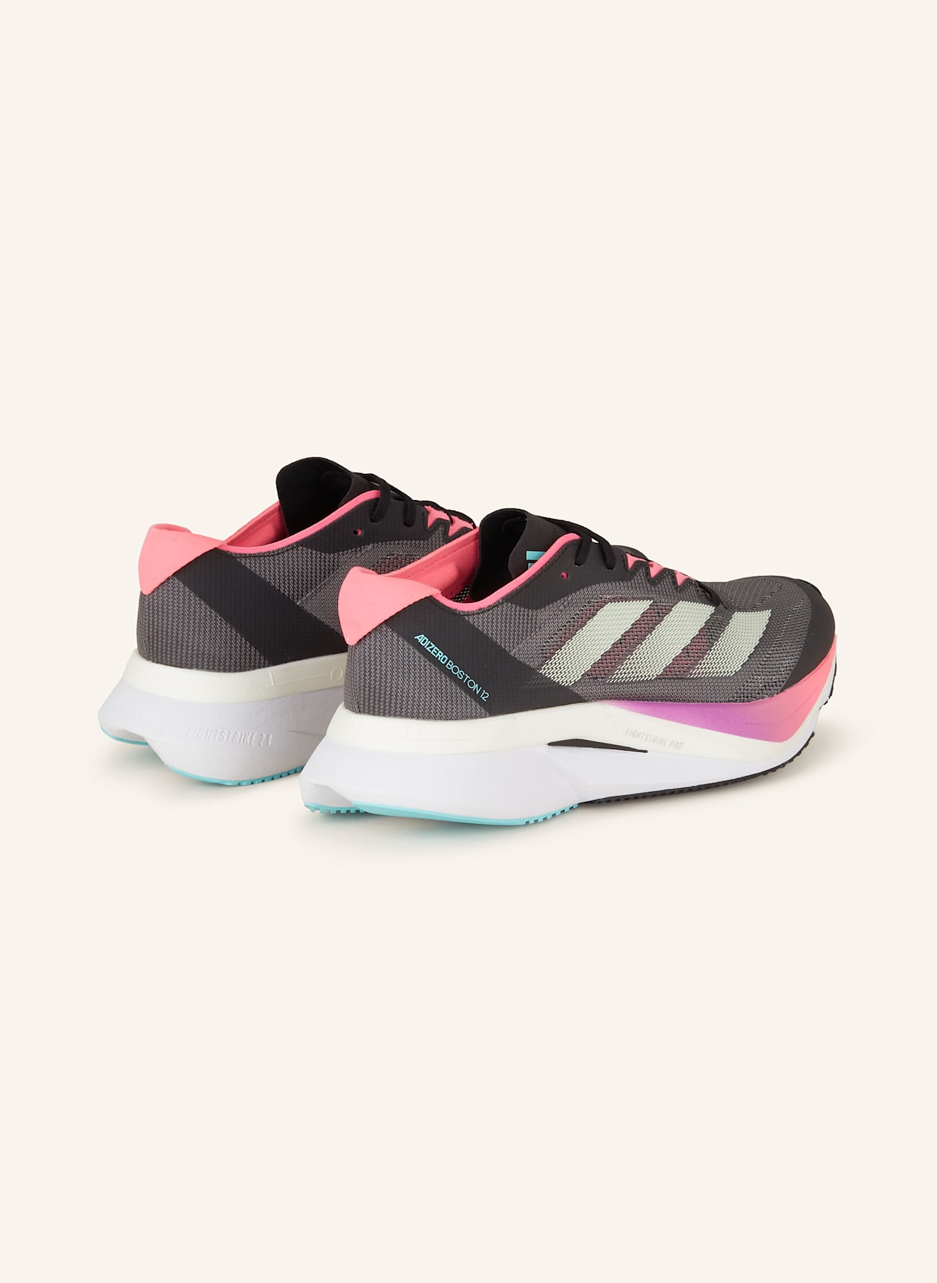 adidas Laufschuhe ADIZERO BOSTON 12: SCHWARZ/ NEONPINK/ GRAU