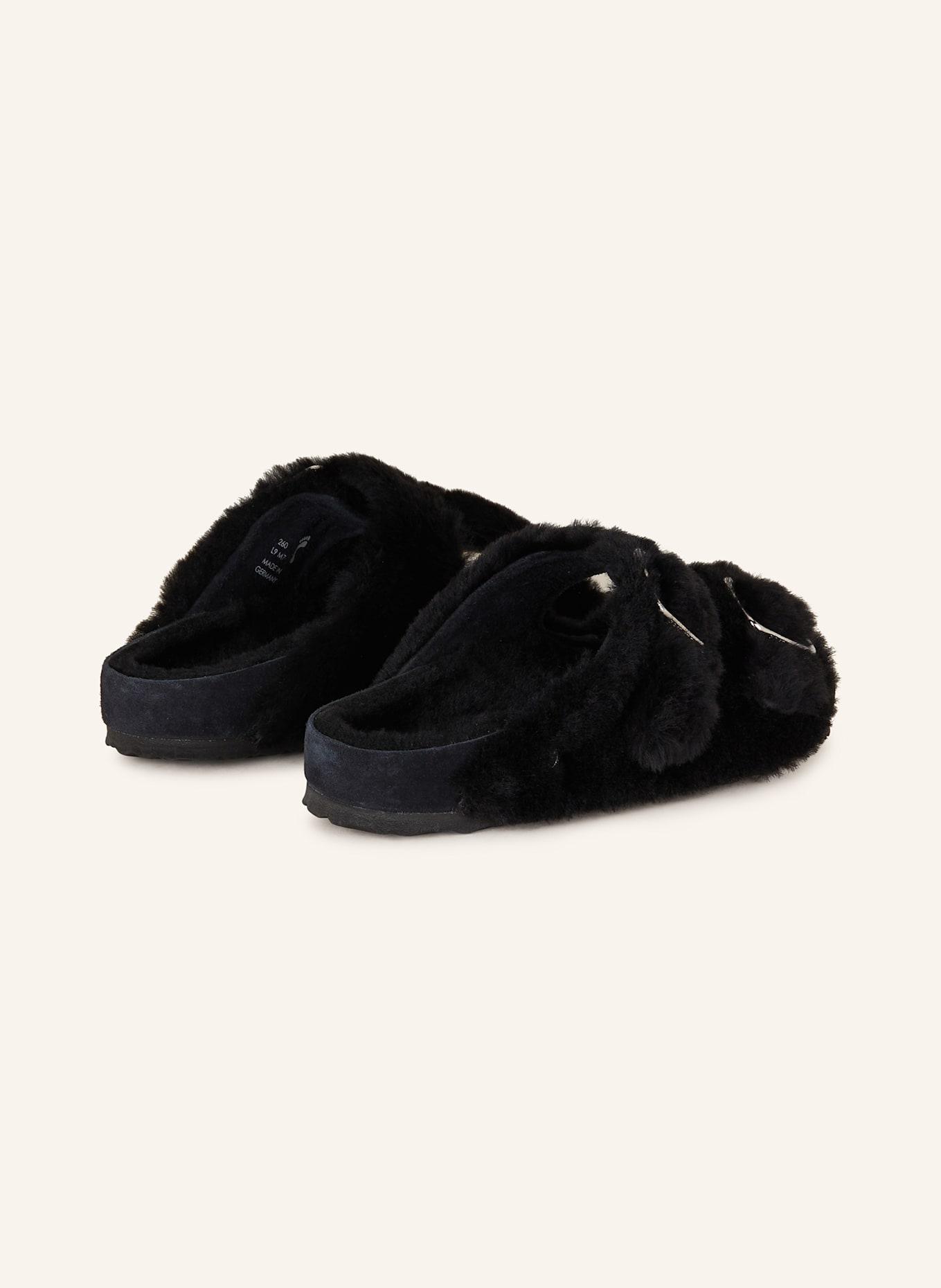 1774 BIRKENSTOCK ARIZONA SHEARLING BIG BUCKLE mules: BLACK