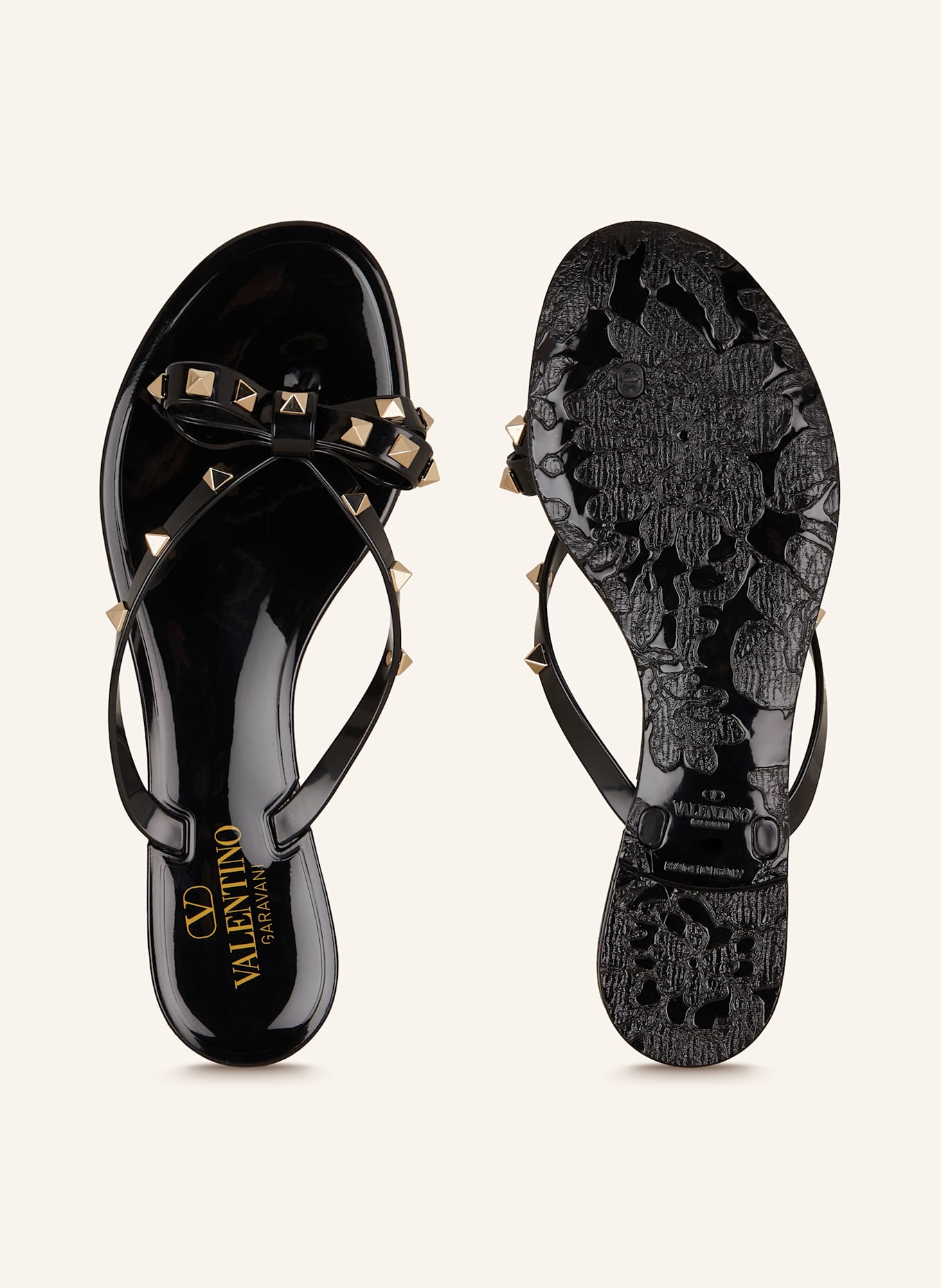 VALENTINO GARAVANI Zehentrenner SUMMER ROCKSTUD mit Nieten: SCHWARZ