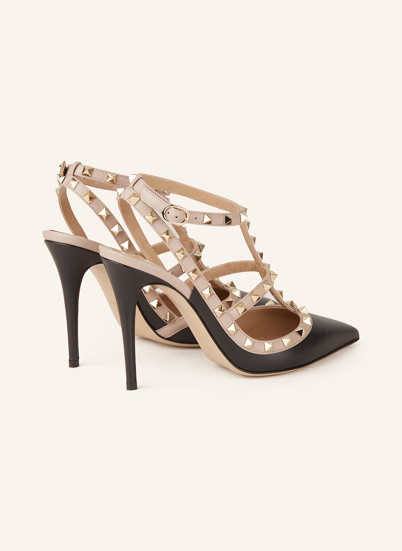 VALENTINO GARAVANI Sandaletten ROCKSTUD mit Nieten: SCHWARZ/ ROSÉ