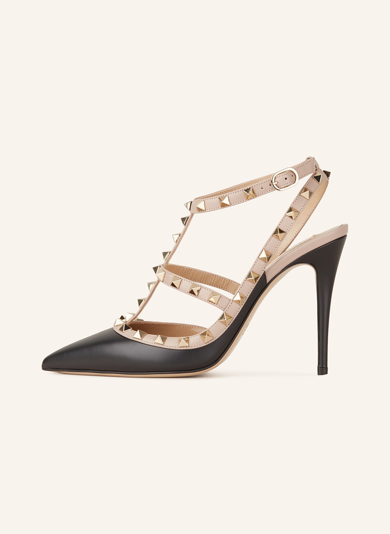 VALENTINO GARAVANI Sandaletten ROCKSTUD mit Nieten: SCHWARZ/ ROSÉ