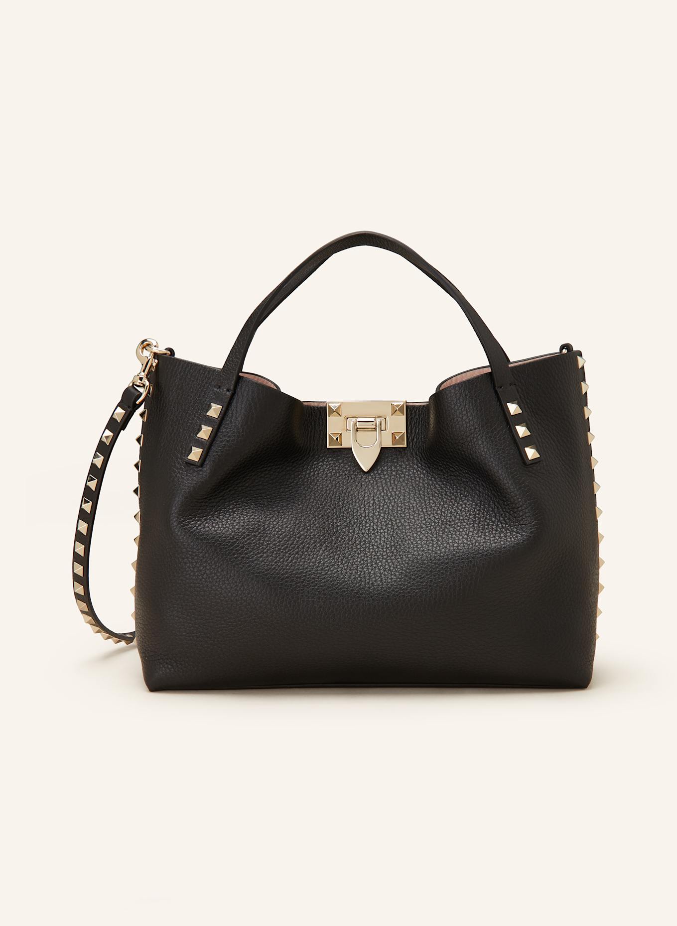 VALENTINO GARAVANI Handtasche ROCKSTUD mit Pouch, Farbe: SCHWARZ/ ROSÉ (Bild 1)