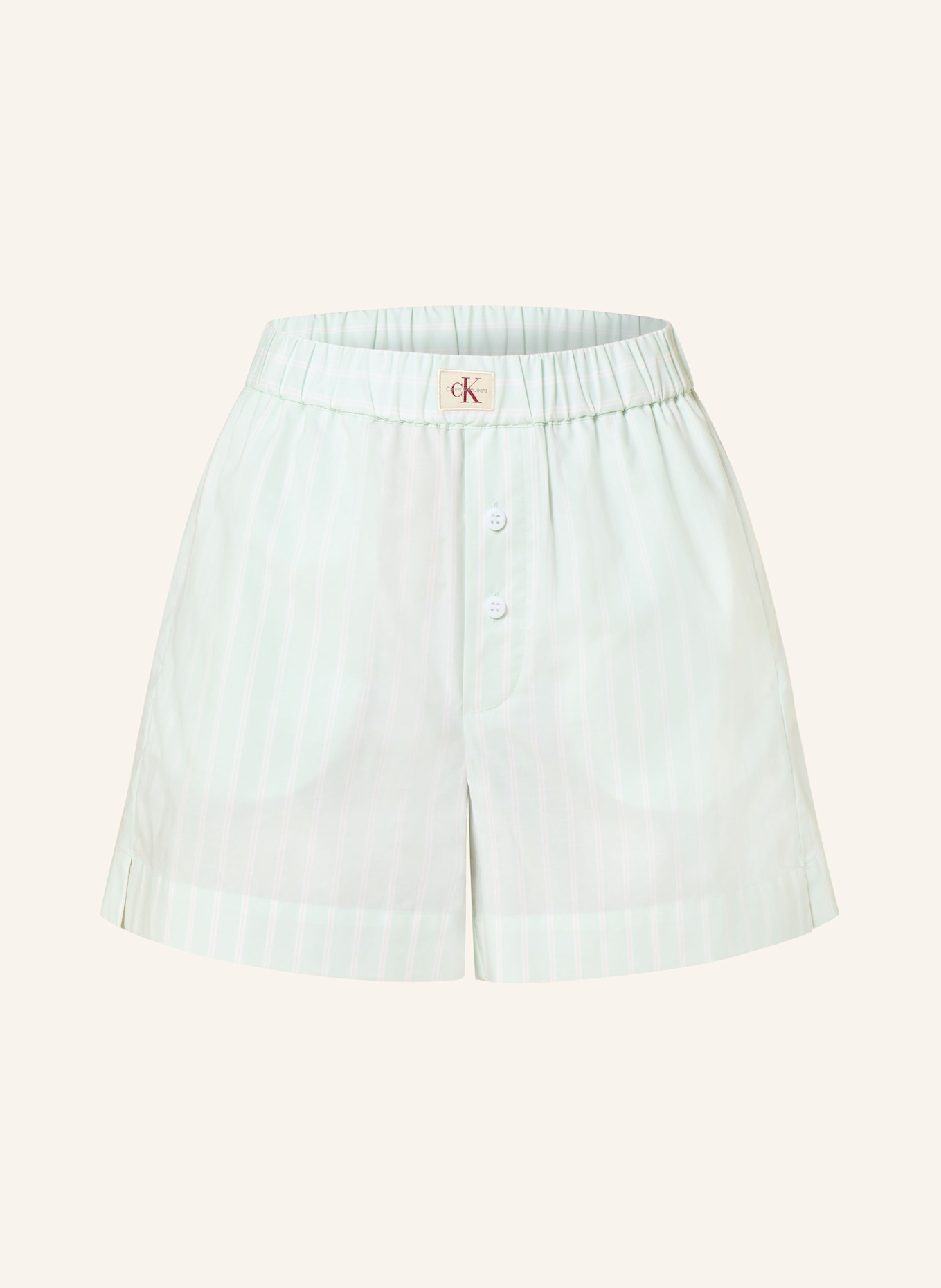 Calvin Klein Jeans Šortky: SVĚTLE ZELENÁ / BÍLÁ