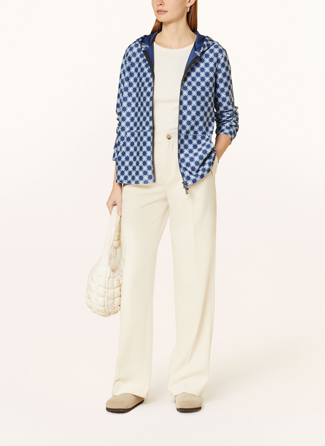 ELENA MIRO Sweat jacket: DARK BLUE / LIGHT BLUE / ECRU