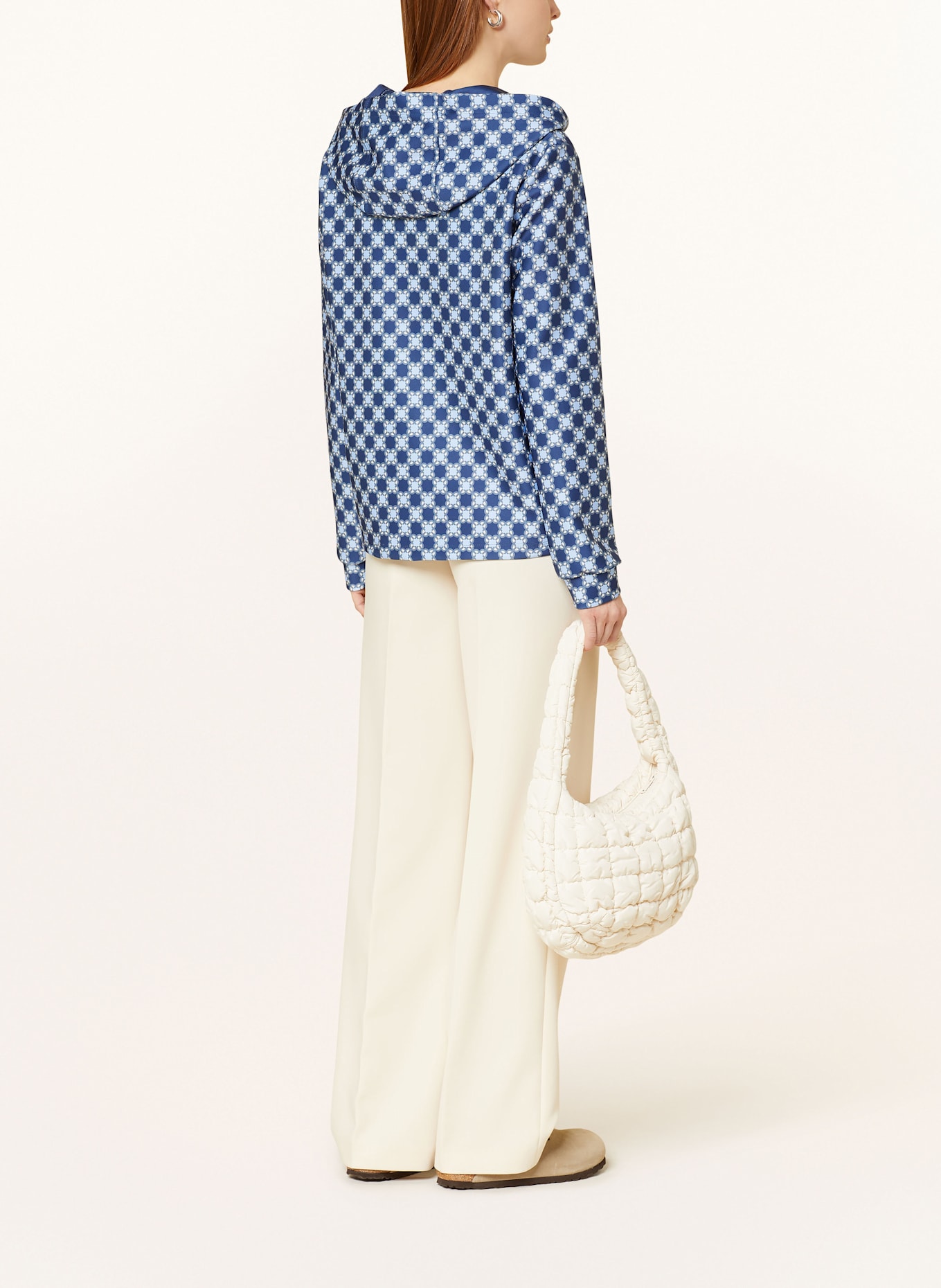 ELENA MIRO Sweat jacket: DARK BLUE / LIGHT BLUE / ECRU