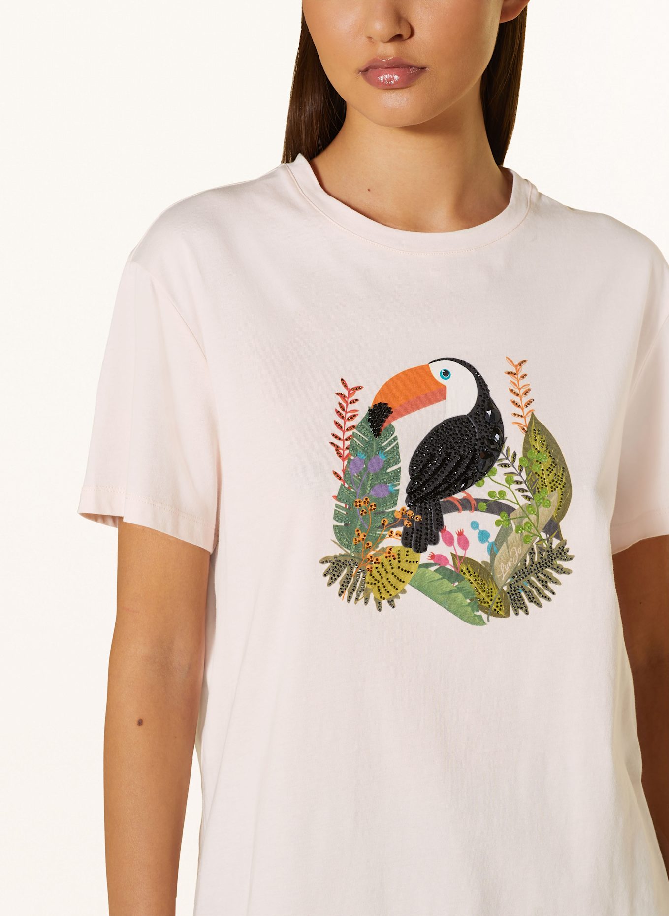 LIU JO T-shirt with decorative gems: LIGHT PINK