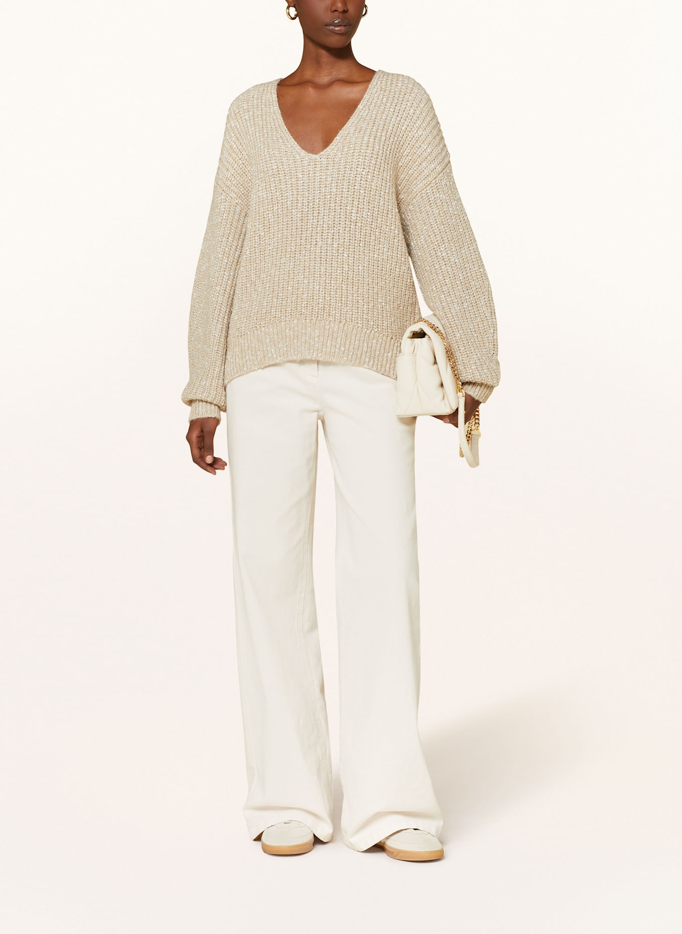 BOSS FACACIA sweater with glitter thread: BEIGE