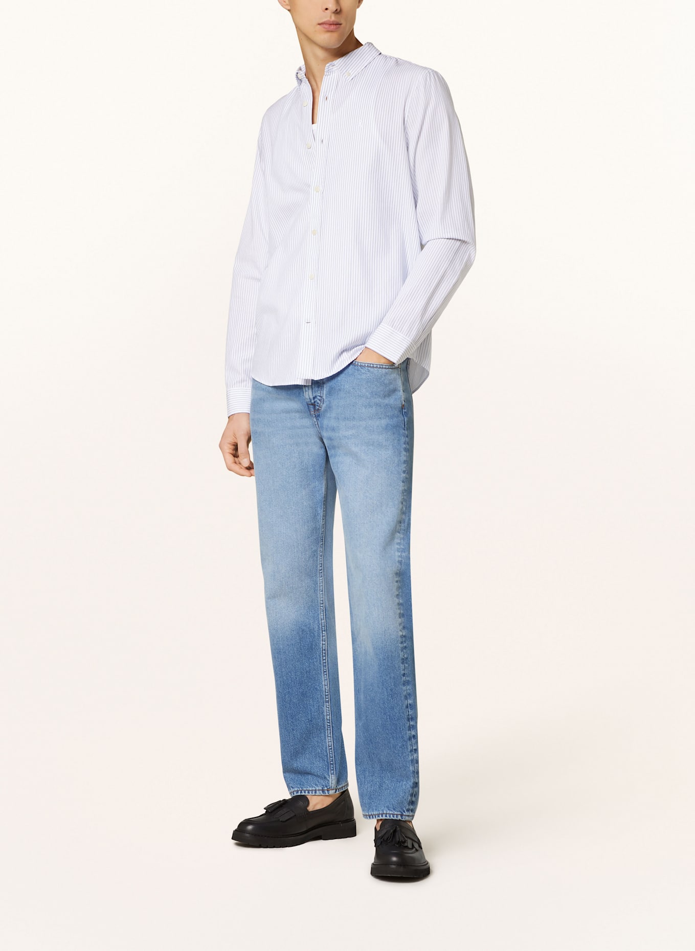 ARMEDANGELS Hemd QUAASA Regular Fit: WEISS/ BLAU