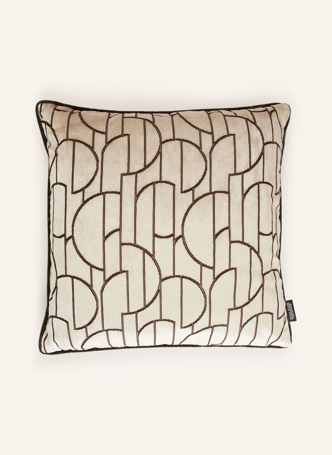 ROHLEDER Dekokissen CASINO aus Samt mit Federfüllung: HELLBRAUN / SCHWARZ