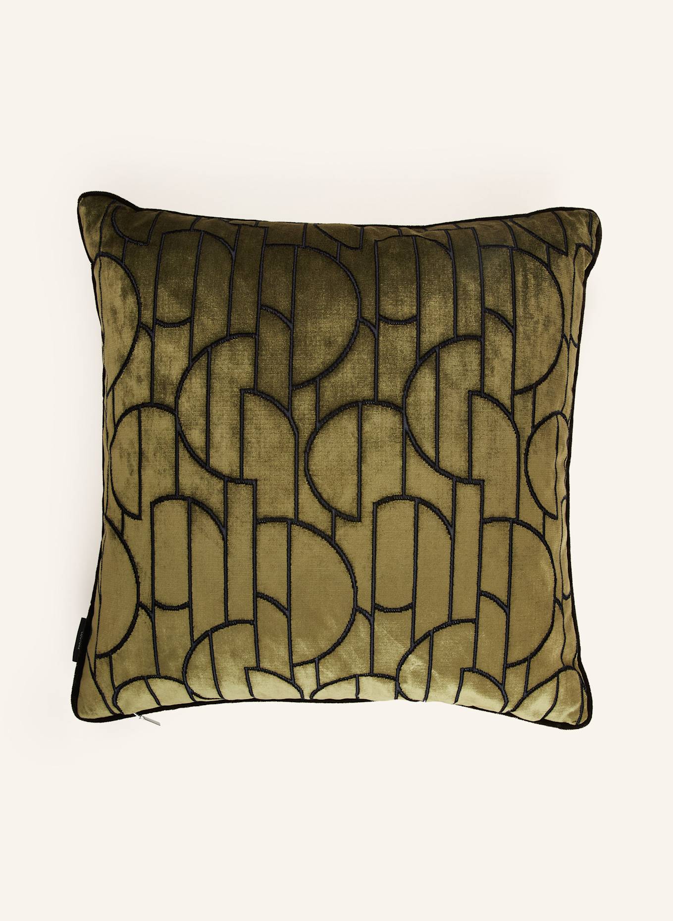 ROHLEDER Dekokissen CASINO aus Samt mit Federfüllung: OLIV / SCHWARZ