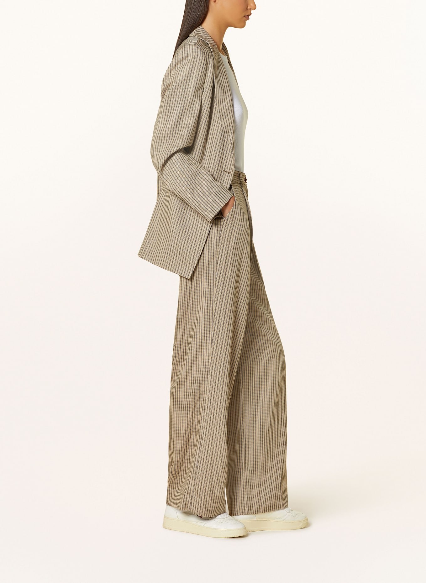 ARMEDANGELS Hose NUMAALI CHECK: BEIGE / CREME