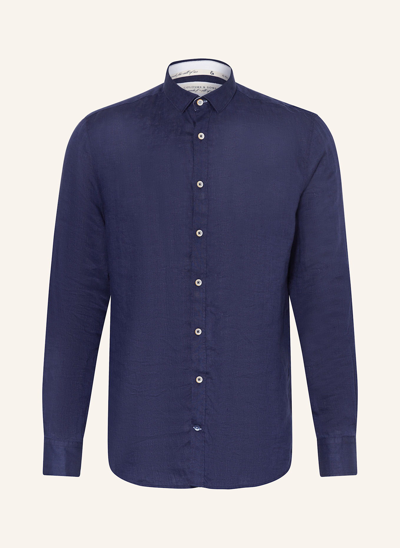 COLOURS & SONS Hemd Slim Fit mit Leinen: DUNKELBLAU