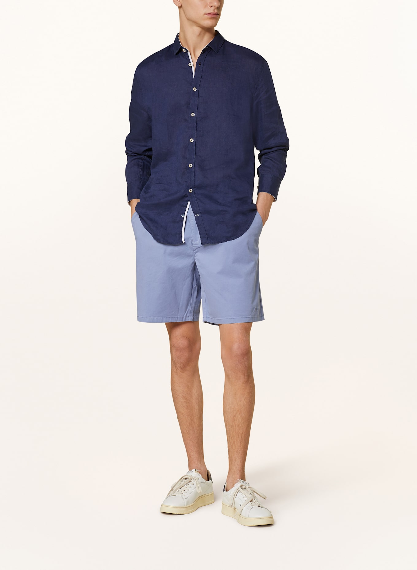 COLOURS & SONS Hemd Slim Fit mit Leinen: DUNKELBLAU