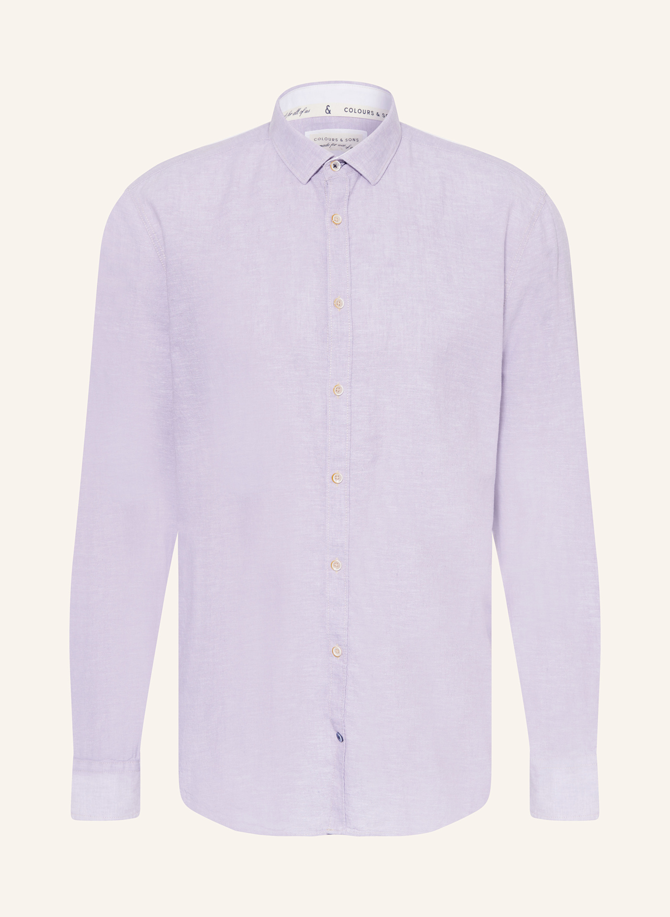 COLOURS & SONS Košile Slim Fit se lnem: SVĚTLE FIALOVÁ