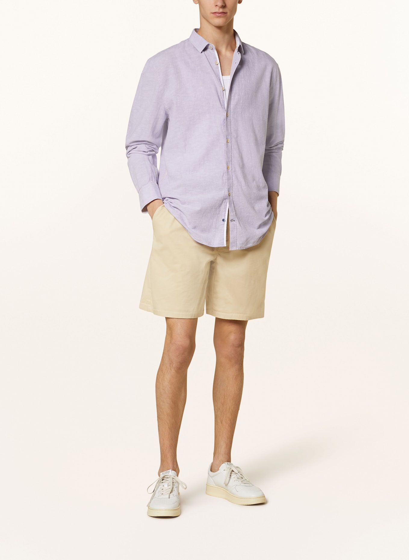 COLOURS & SONS Košile Slim Fit se lnem: SVĚTLE FIALOVÁ