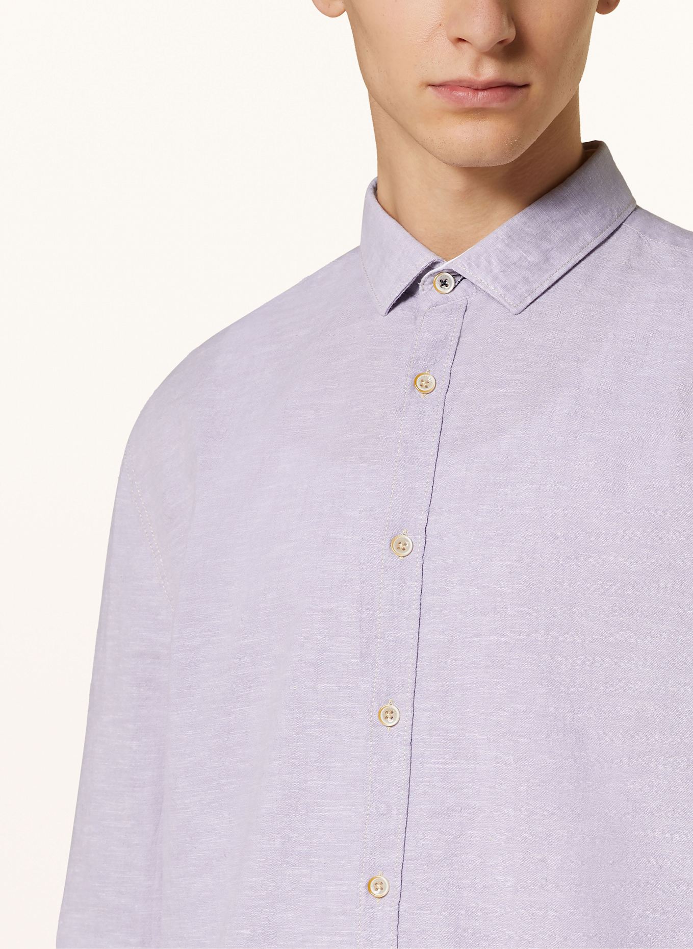 COLOURS & SONS Košile Slim Fit se lnem: SVĚTLE FIALOVÁ