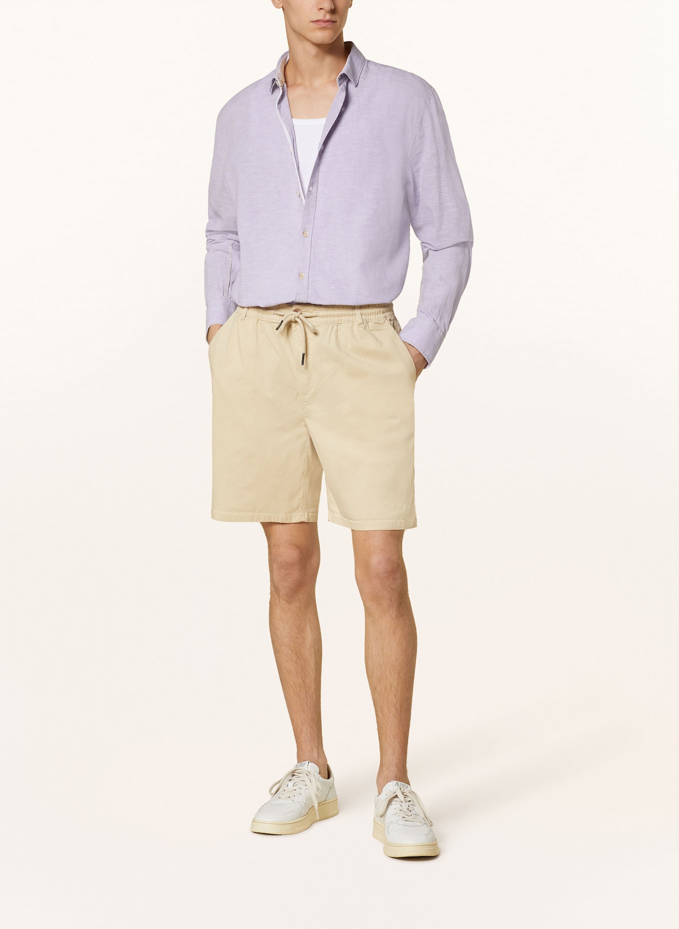 COLOURS & SONS Košile Slim Fit se lnem: SVĚTLE FIALOVÁ