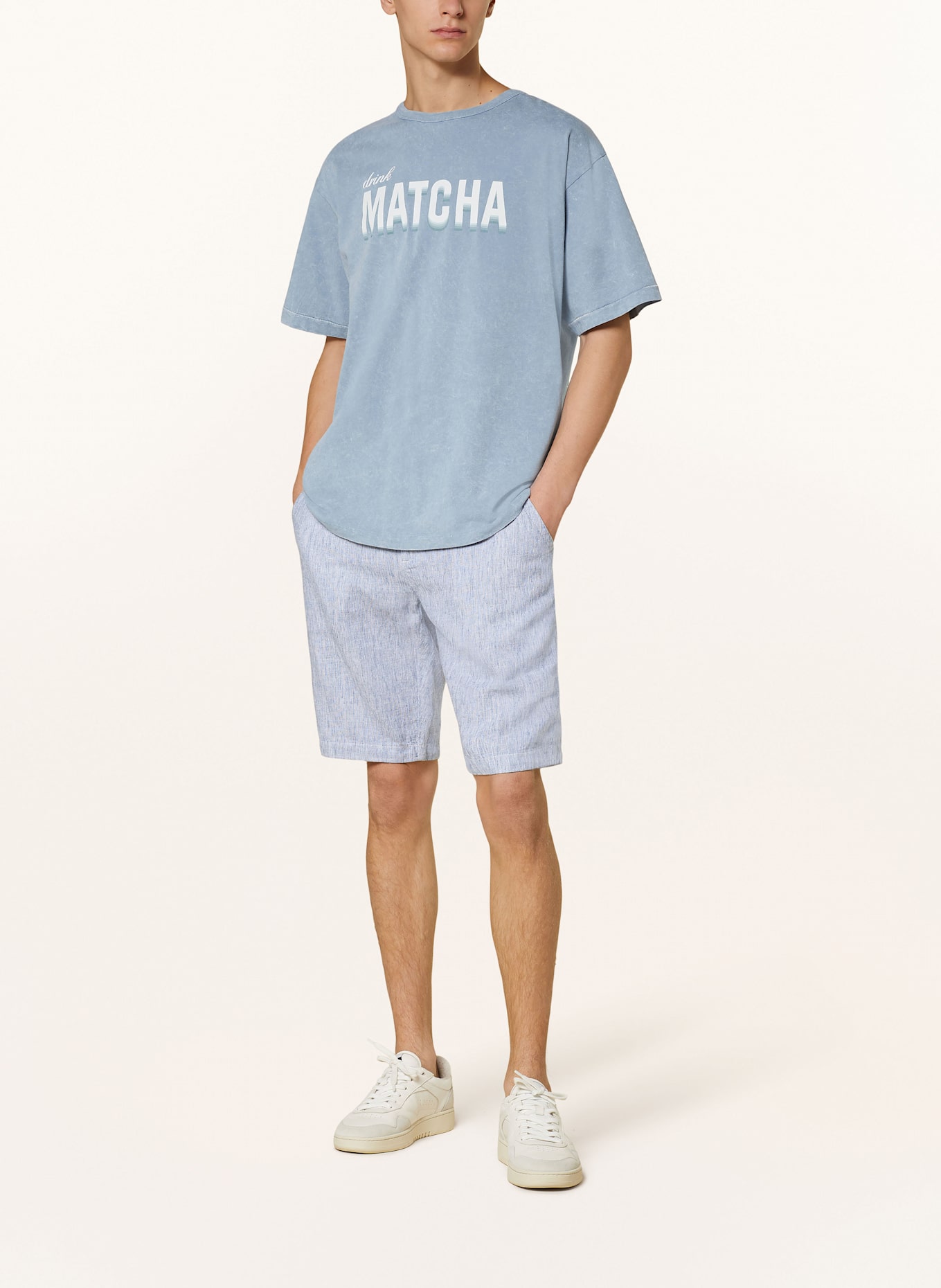 COLOURS & SONS Chino šortky se lnem: TMAVĚ MODRÁ