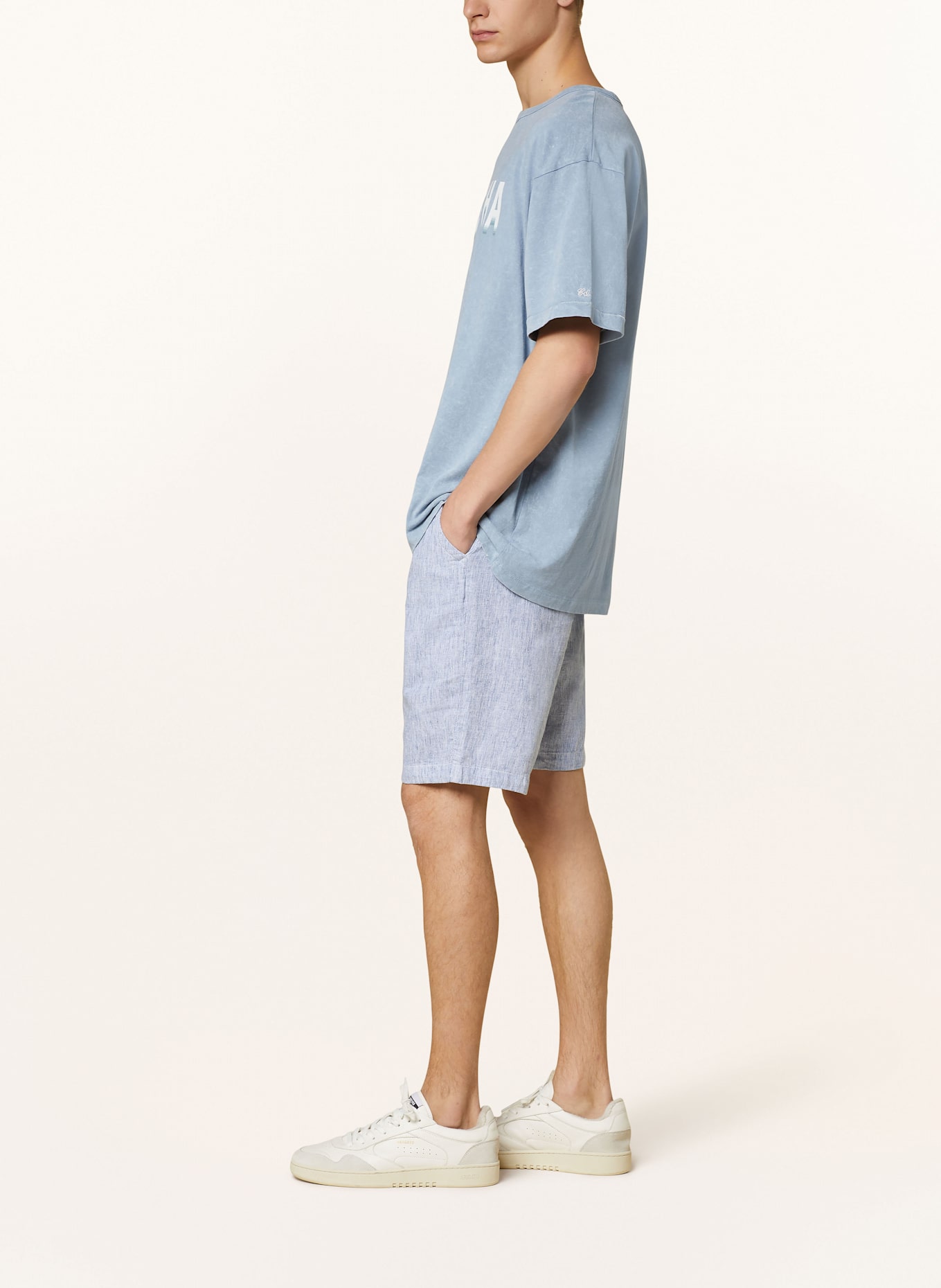 COLOURS & SONS Chino šortky se lnem: TMAVĚ MODRÁ