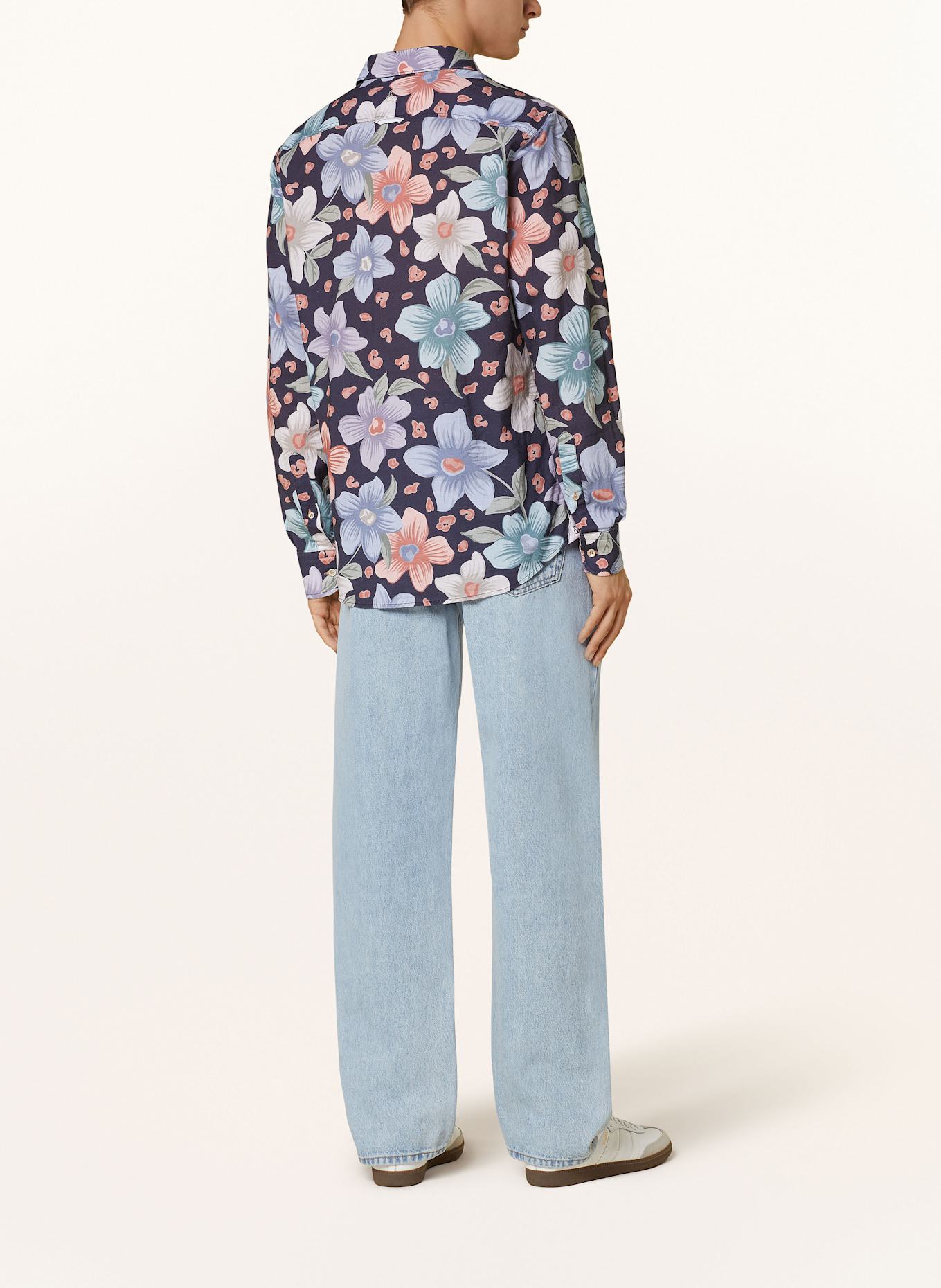 COLOURS & SONS Resorthemd Regular Fit: DUNKELBLAU / HELLLILA / LACHS