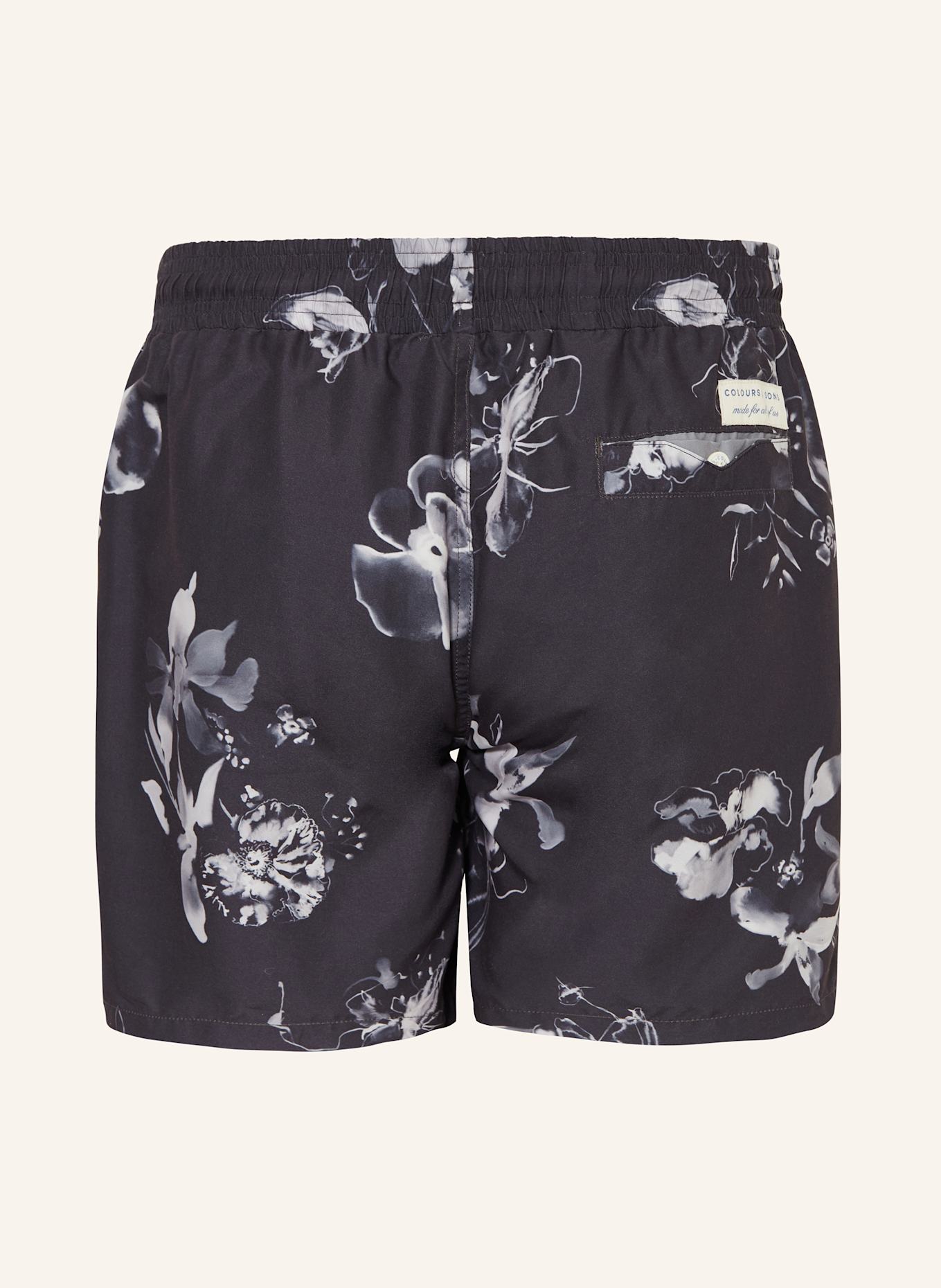 COLOURS & SONS Swim Shorts: BLACK / LIGHT GRAY