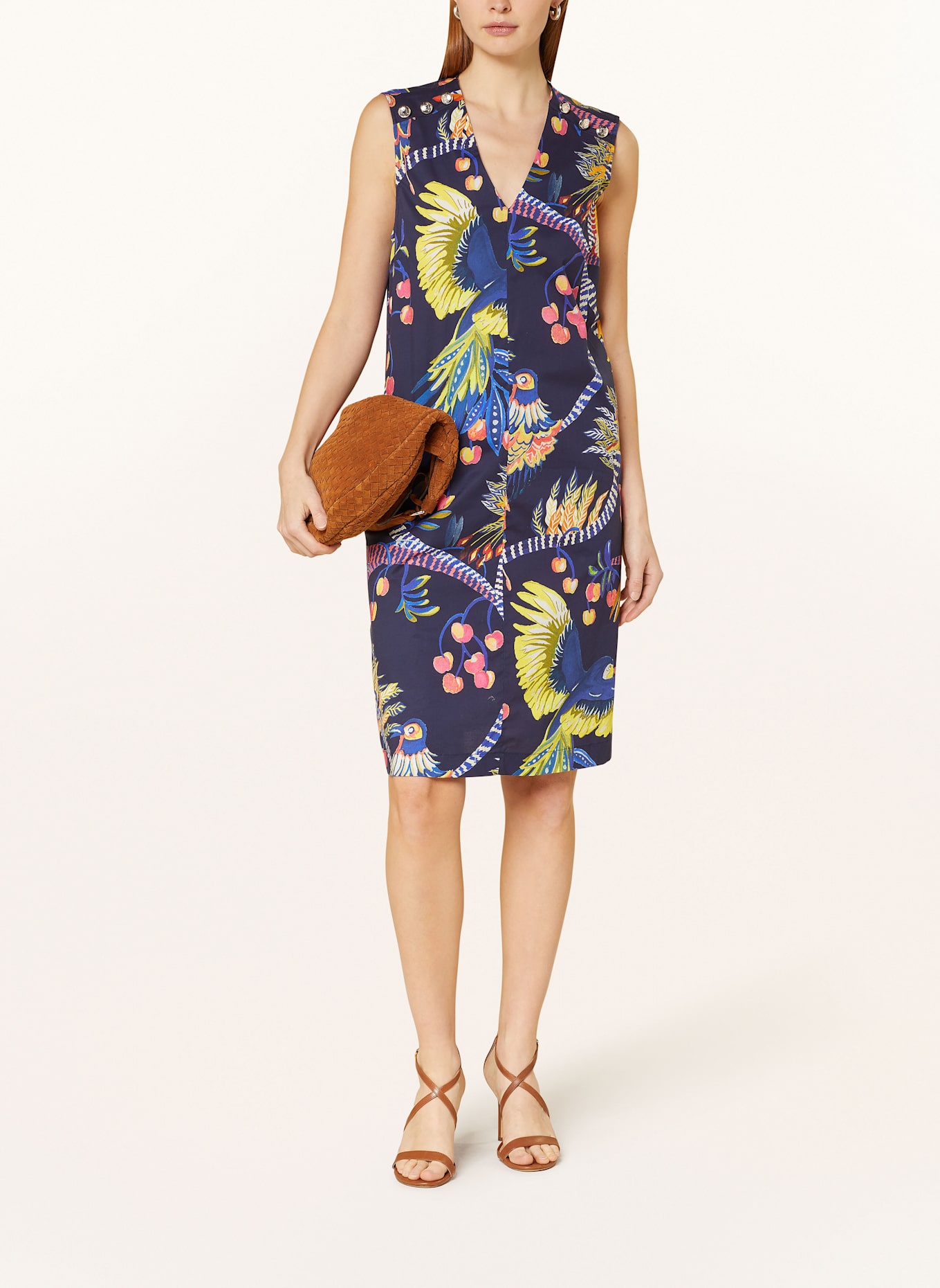 ELENA MIRO Kleid: DUNKELBLAU / GELB / ROSA