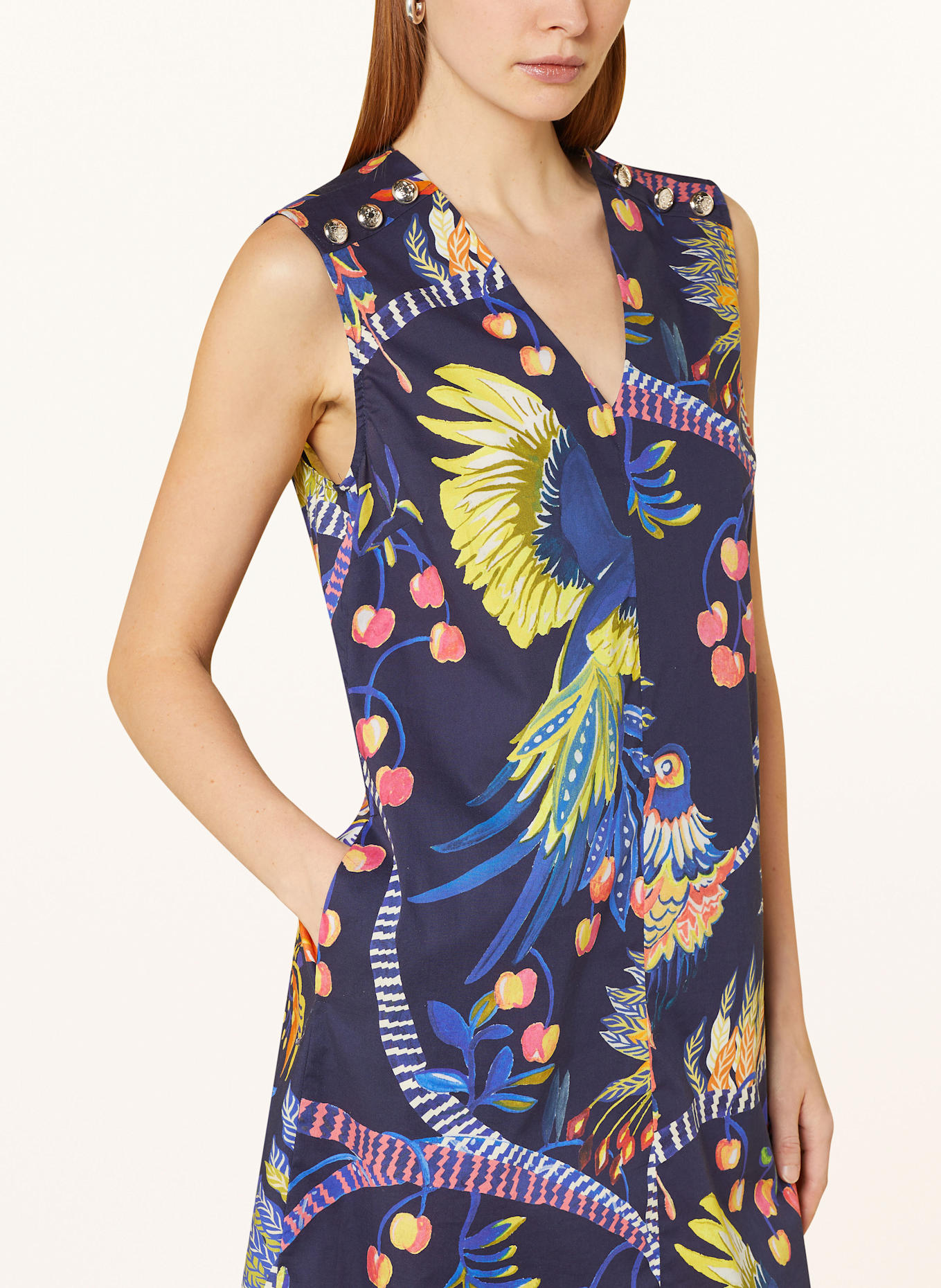 ELENA MIRO Kleid: DUNKELBLAU / GELB / ROSA