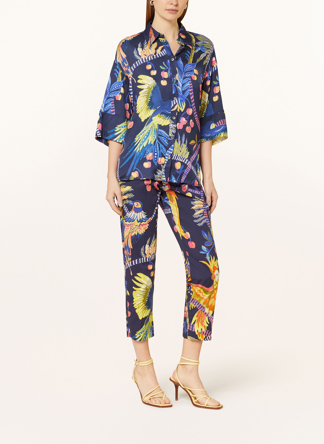 ELENA MIRO Hemdbluse: DUNKELBLAU / GELB / ROSA