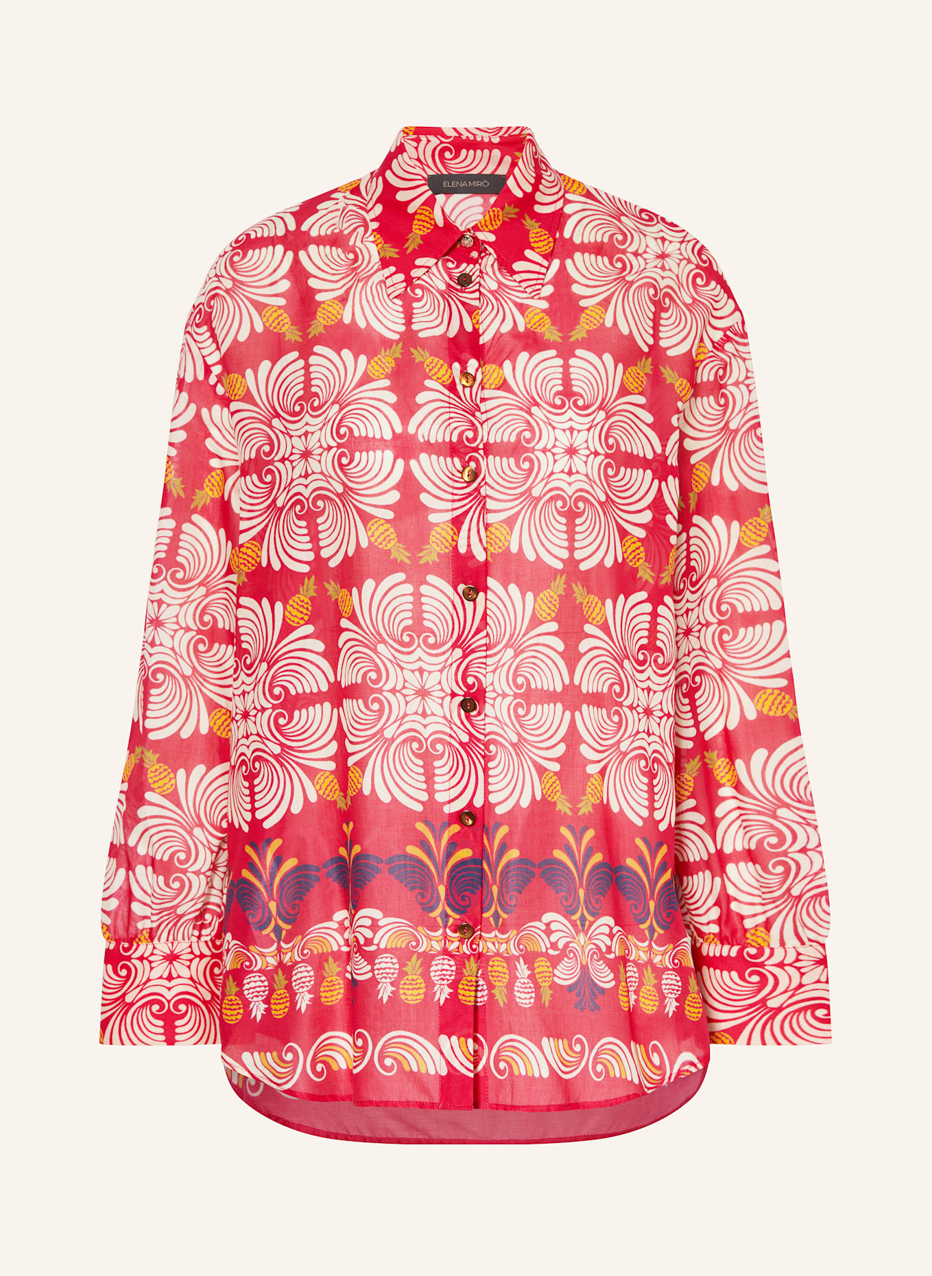 ELENA MIRO Košilová halenka: RŮŽOVÁ / KRÉMOVÁ / TMAVĚ FIALOVÁ