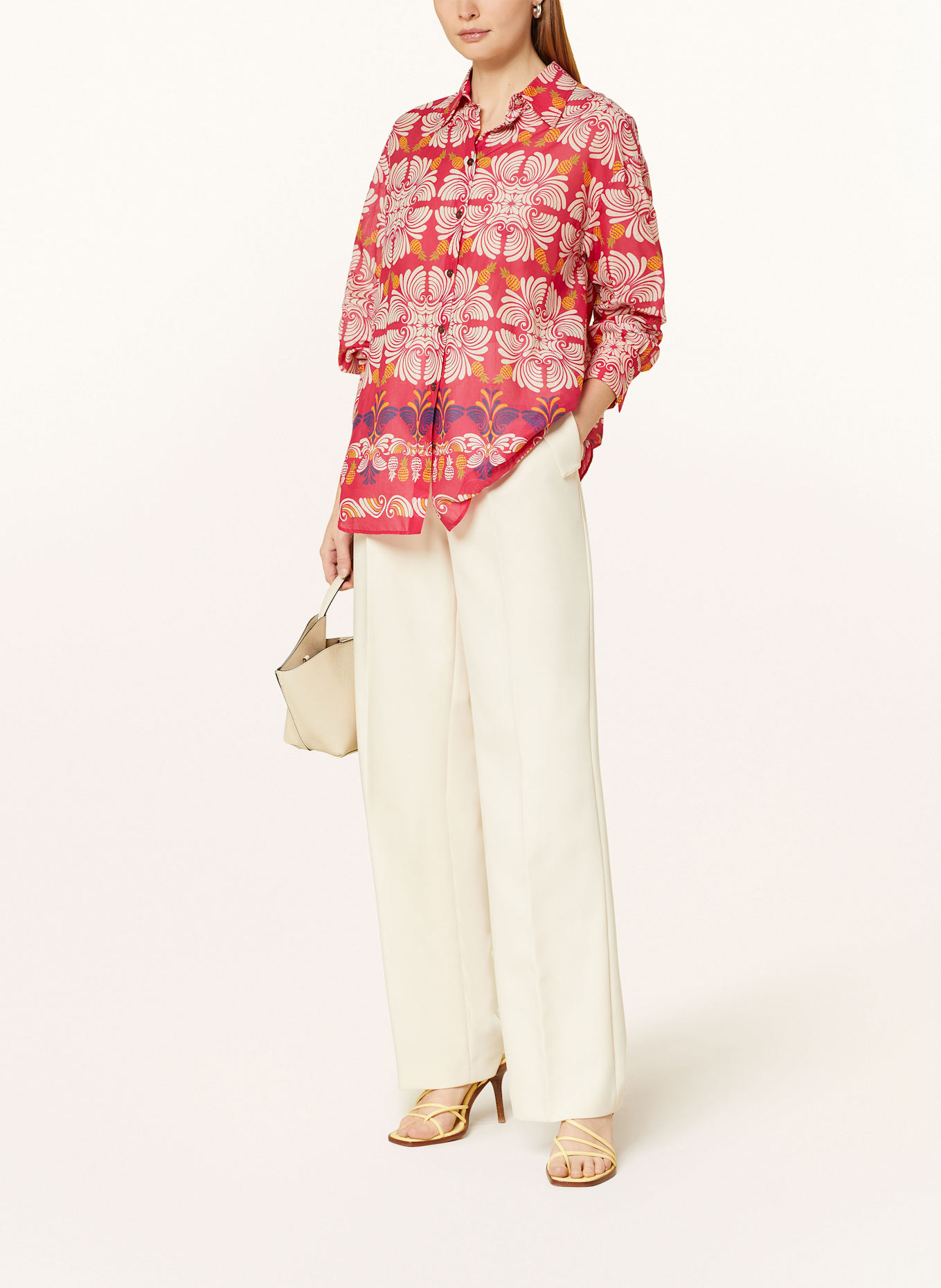 ELENA MIRO Košilová halenka: RŮŽOVÁ / KRÉMOVÁ / TMAVĚ FIALOVÁ