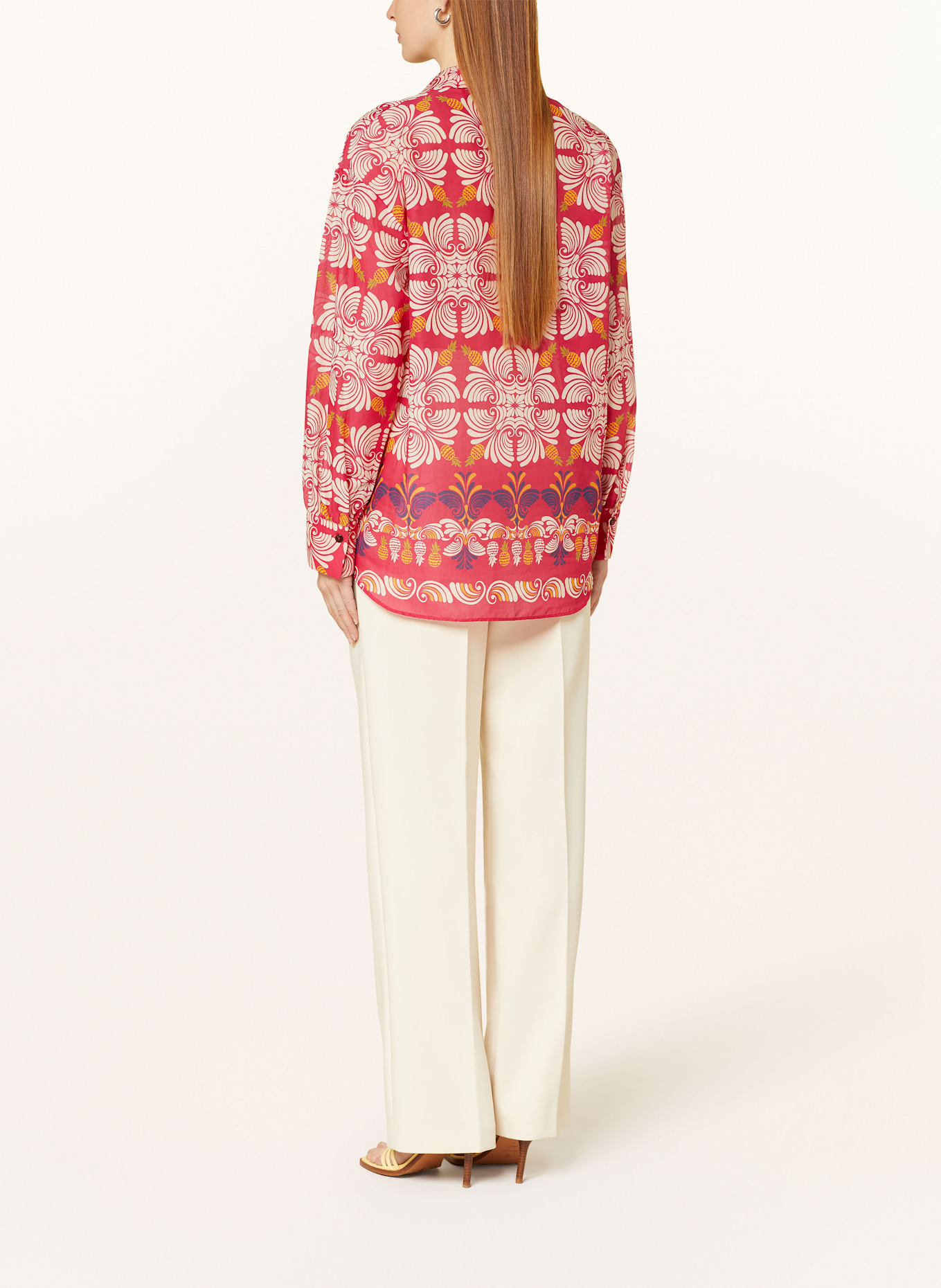 ELENA MIRO Košilová halenka: RŮŽOVÁ / KRÉMOVÁ / TMAVĚ FIALOVÁ