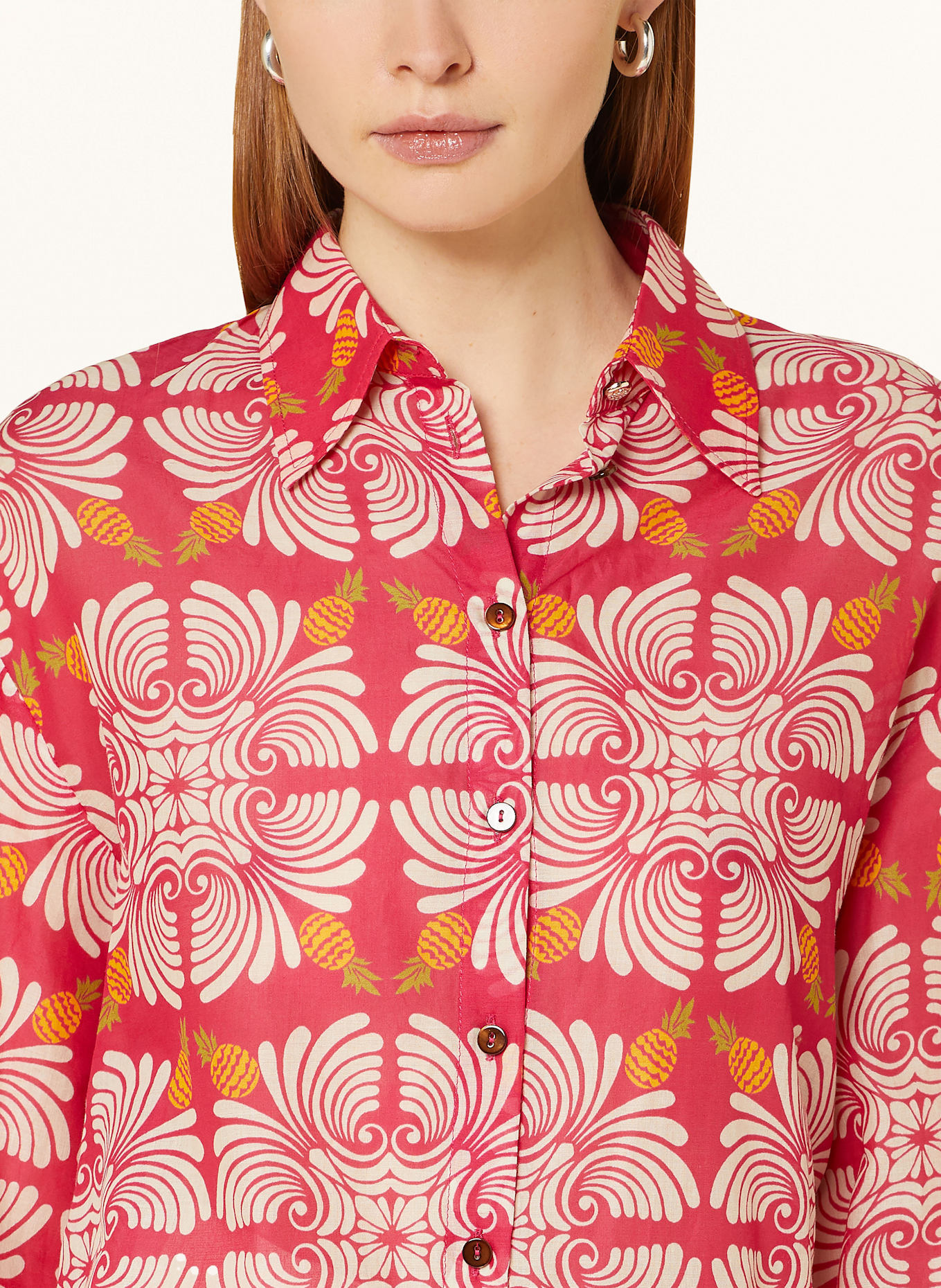 ELENA MIRO Košilová halenka: RŮŽOVÁ / KRÉMOVÁ / TMAVĚ FIALOVÁ