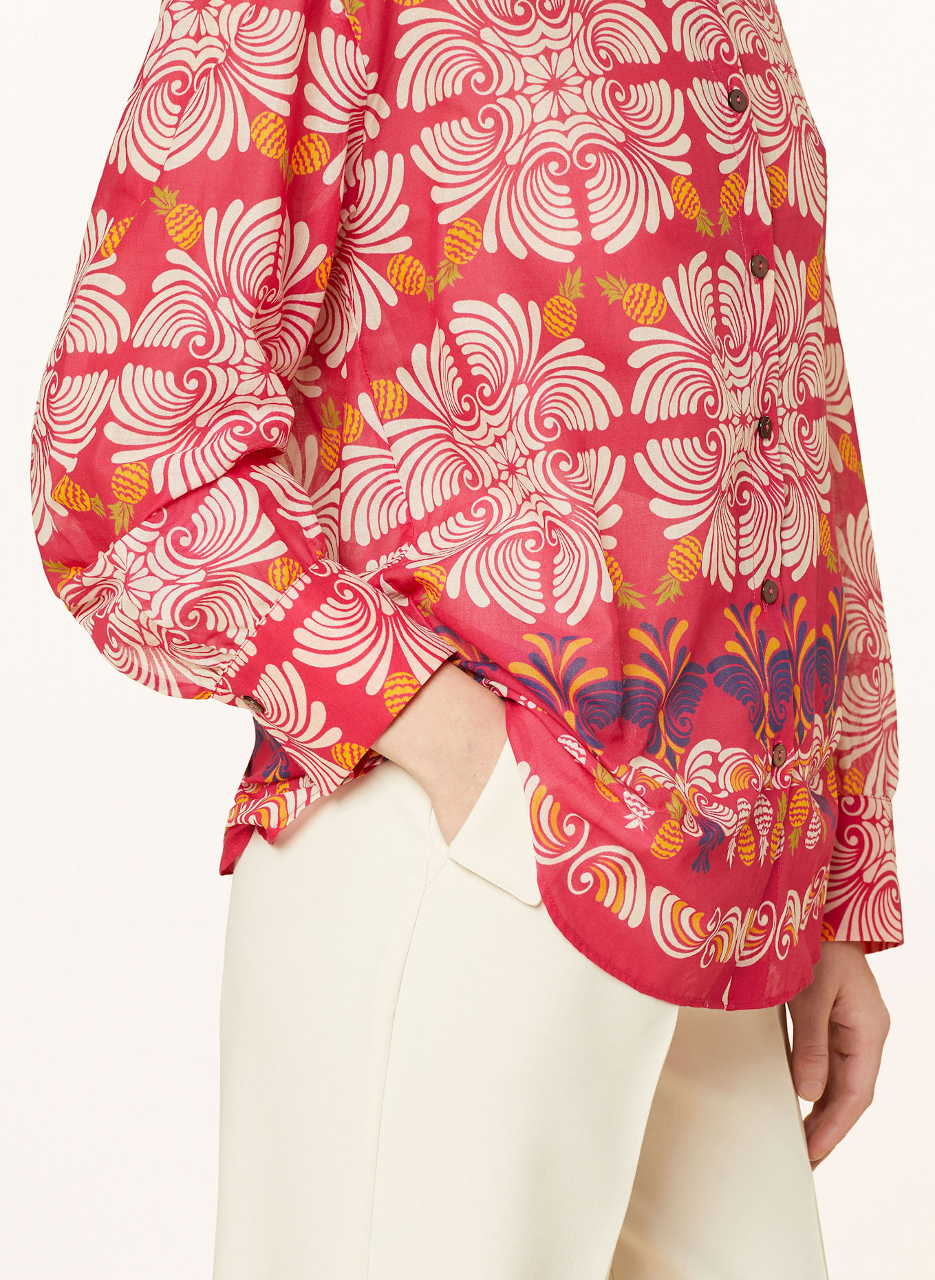 ELENA MIRO Košilová halenka: RŮŽOVÁ / KRÉMOVÁ / TMAVĚ FIALOVÁ