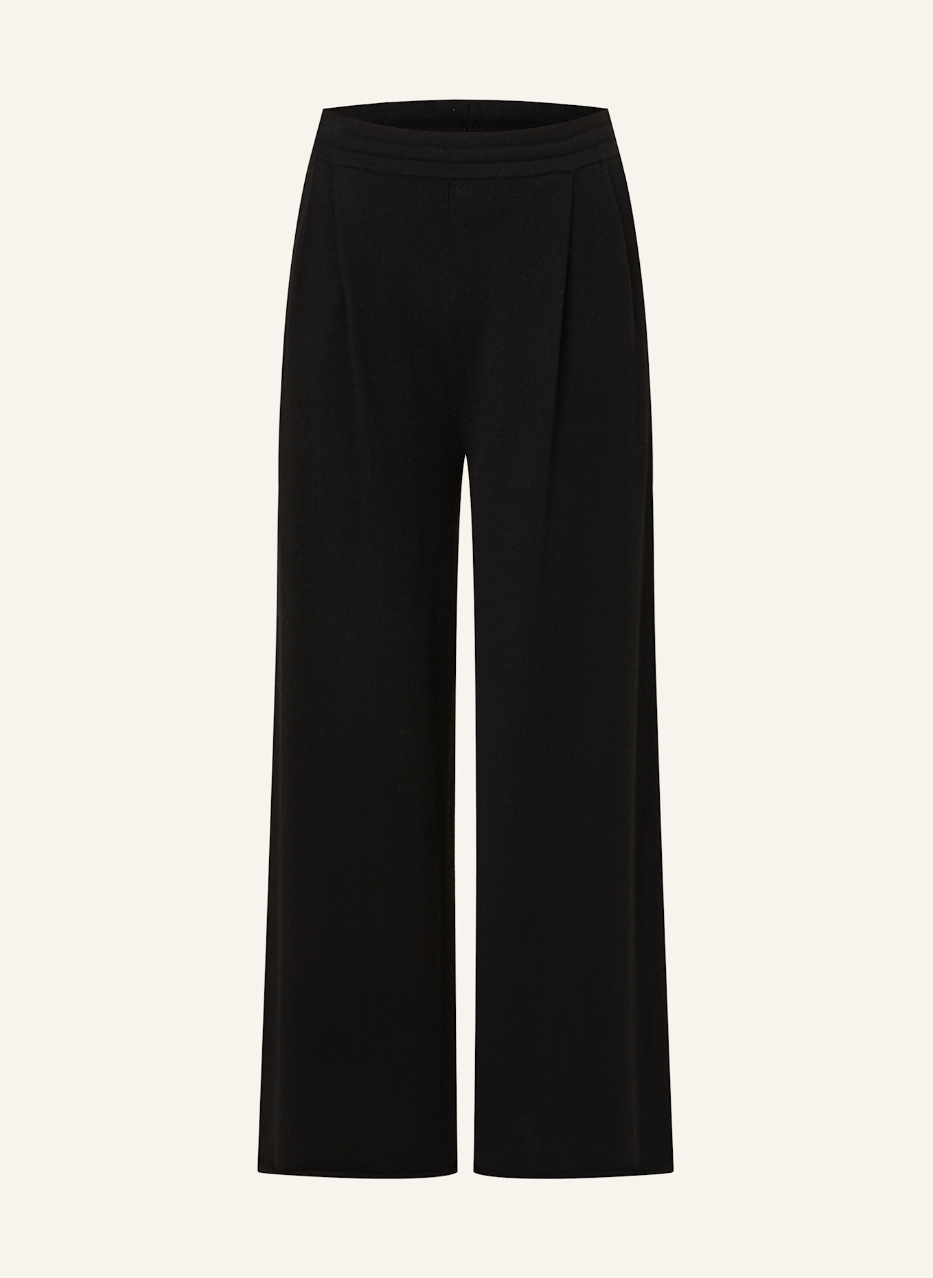 SMINFINITY Úpletové kalhoty s kašmírem: ČERNÁ