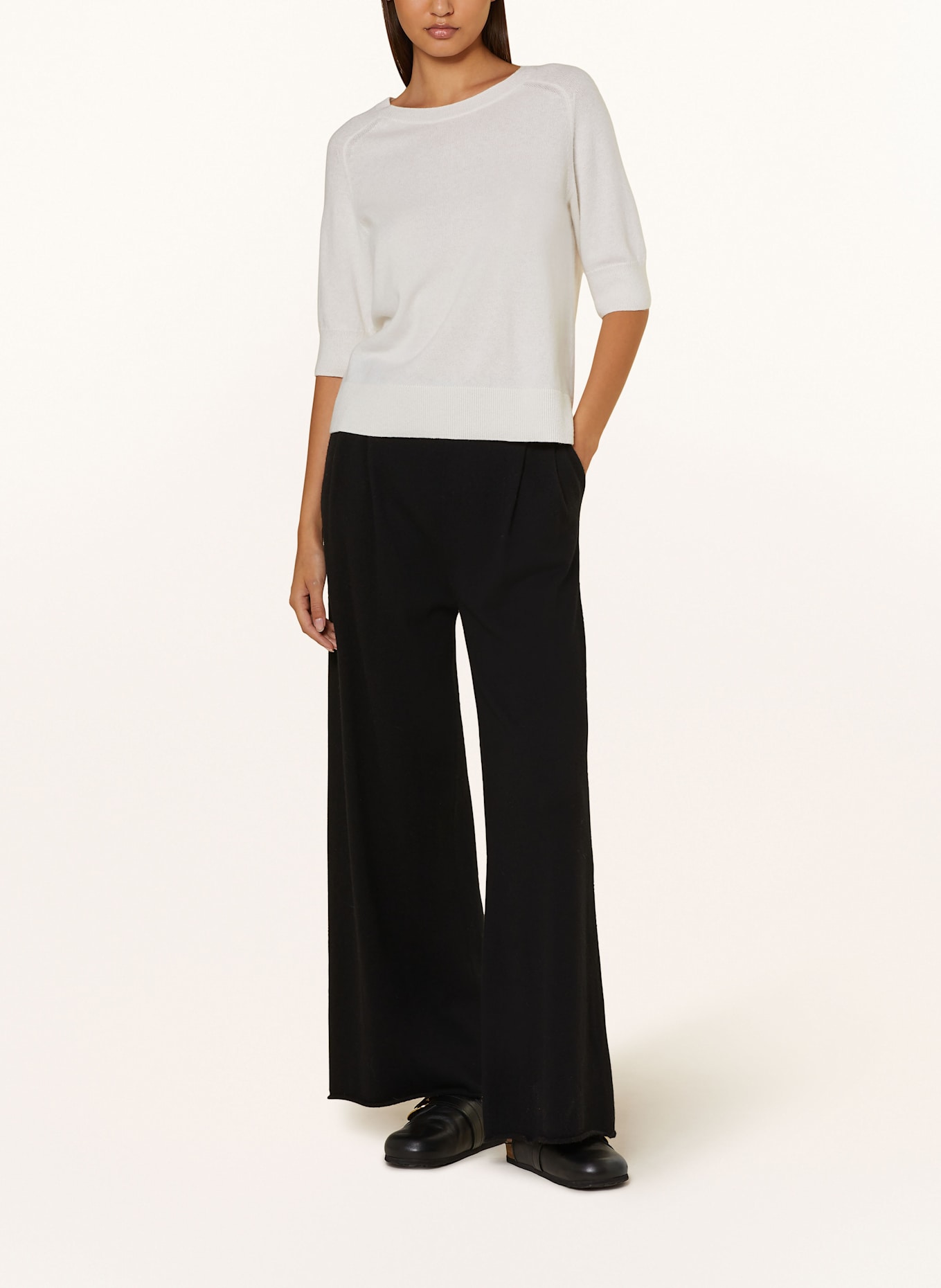 SMINFINITY Úpletové kalhoty s kašmírem: ČERNÁ