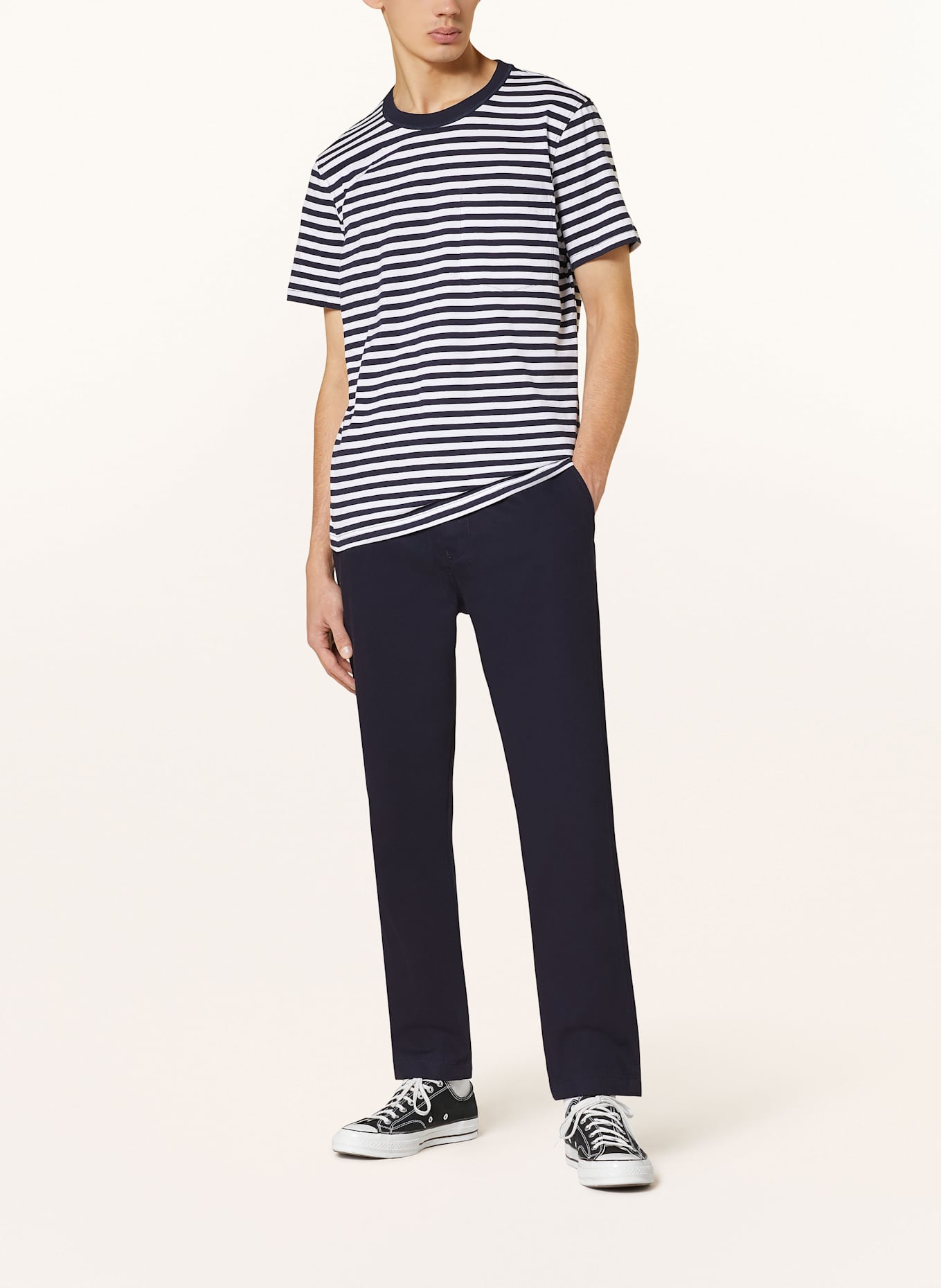 ARMEDANGELS T-Shirt MAARKOS: DUNKELBLAU / WEISS